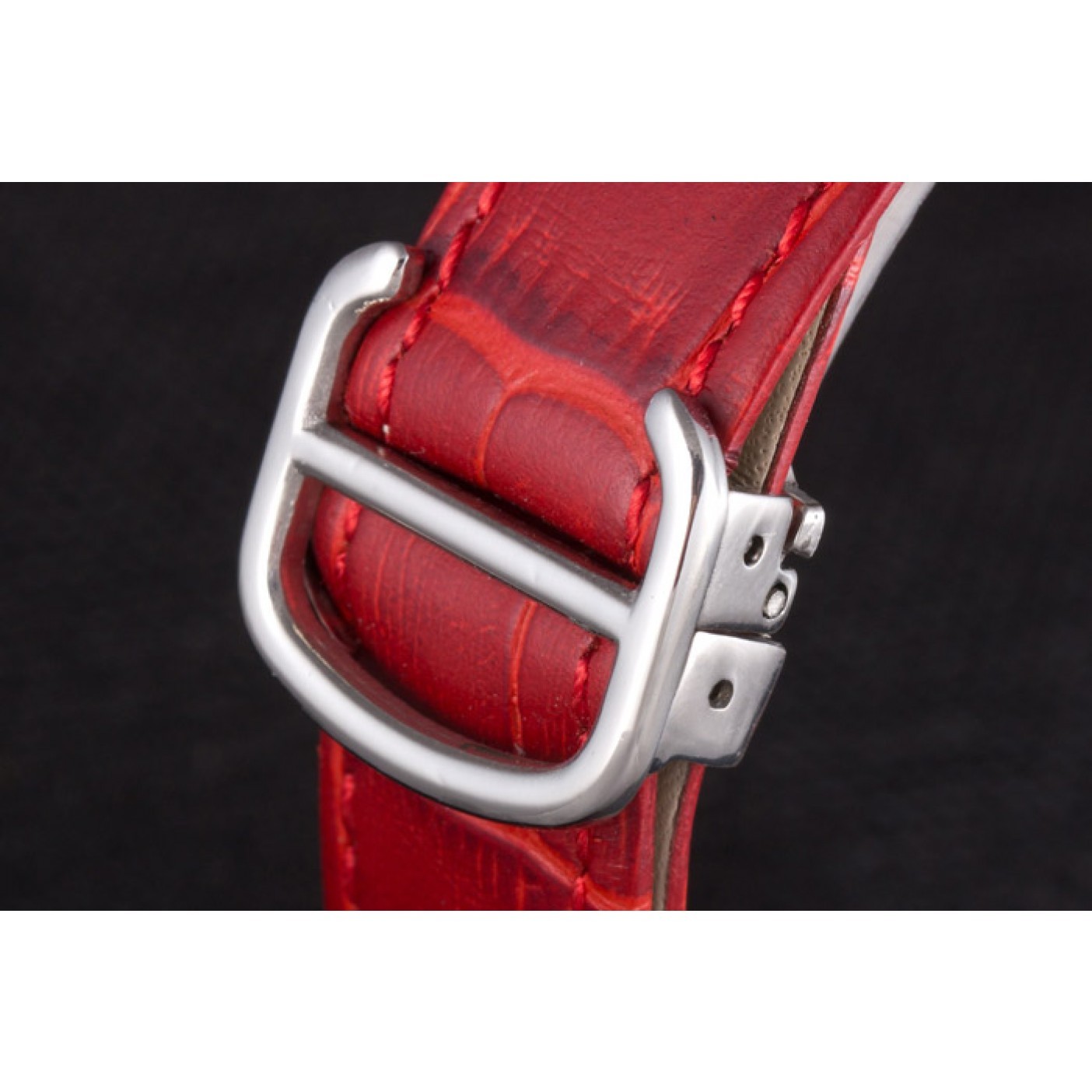 Cheap Cartier Ballon Bleu Silver Bezel with Red Dial and Red Leather Band 621556