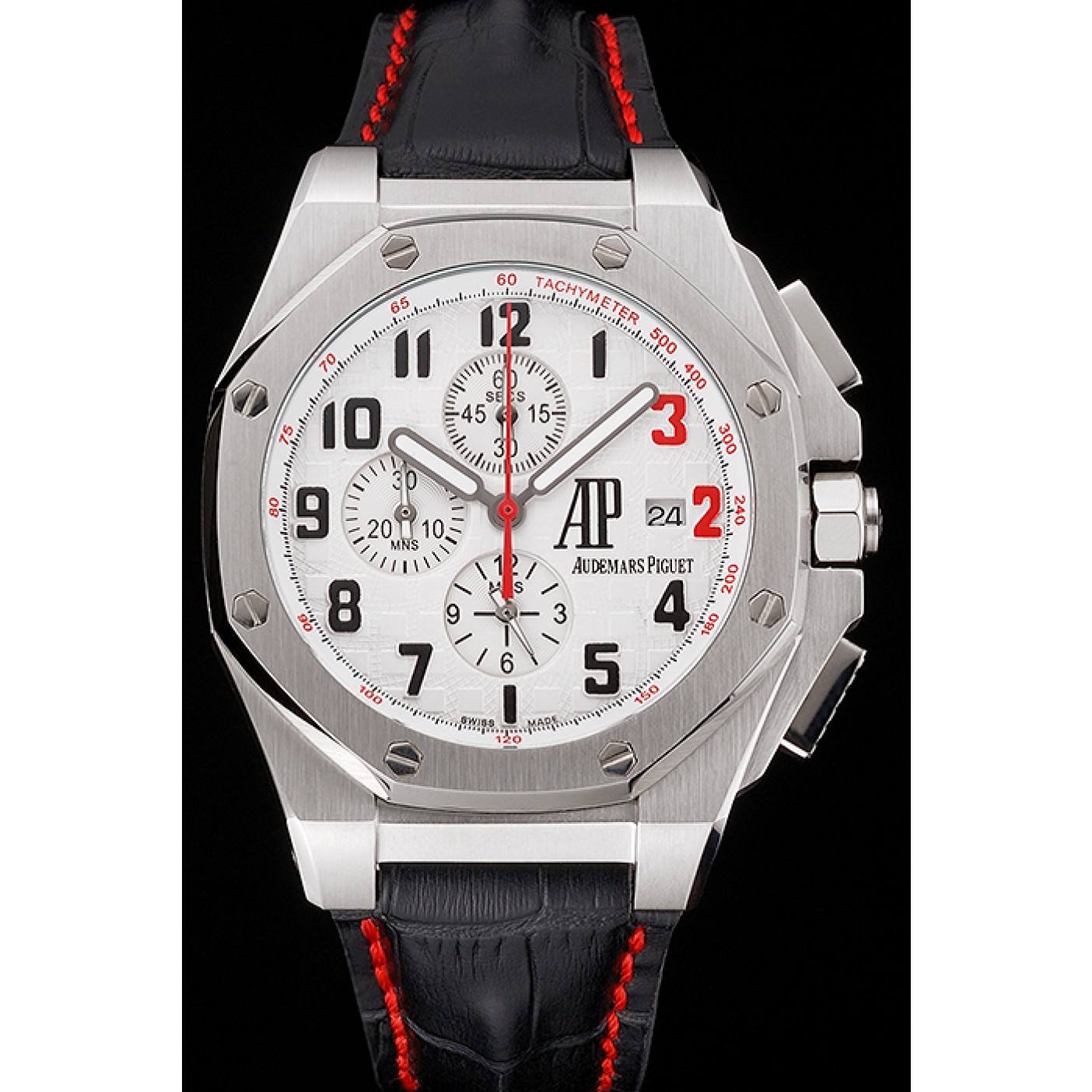 Audemars Piguet Royal Oak Offshore Shaquille O&#039;Neal White Dial Stainless Steel Case Black Leather Strap