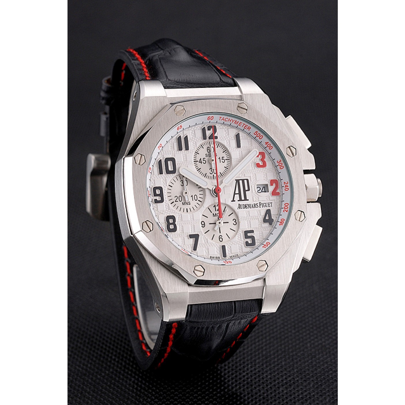 Audemars Piguet Royal Oak Offshore Shaquille O&#039;Neal White Dial Stainless Steel Case Black Leather Strap