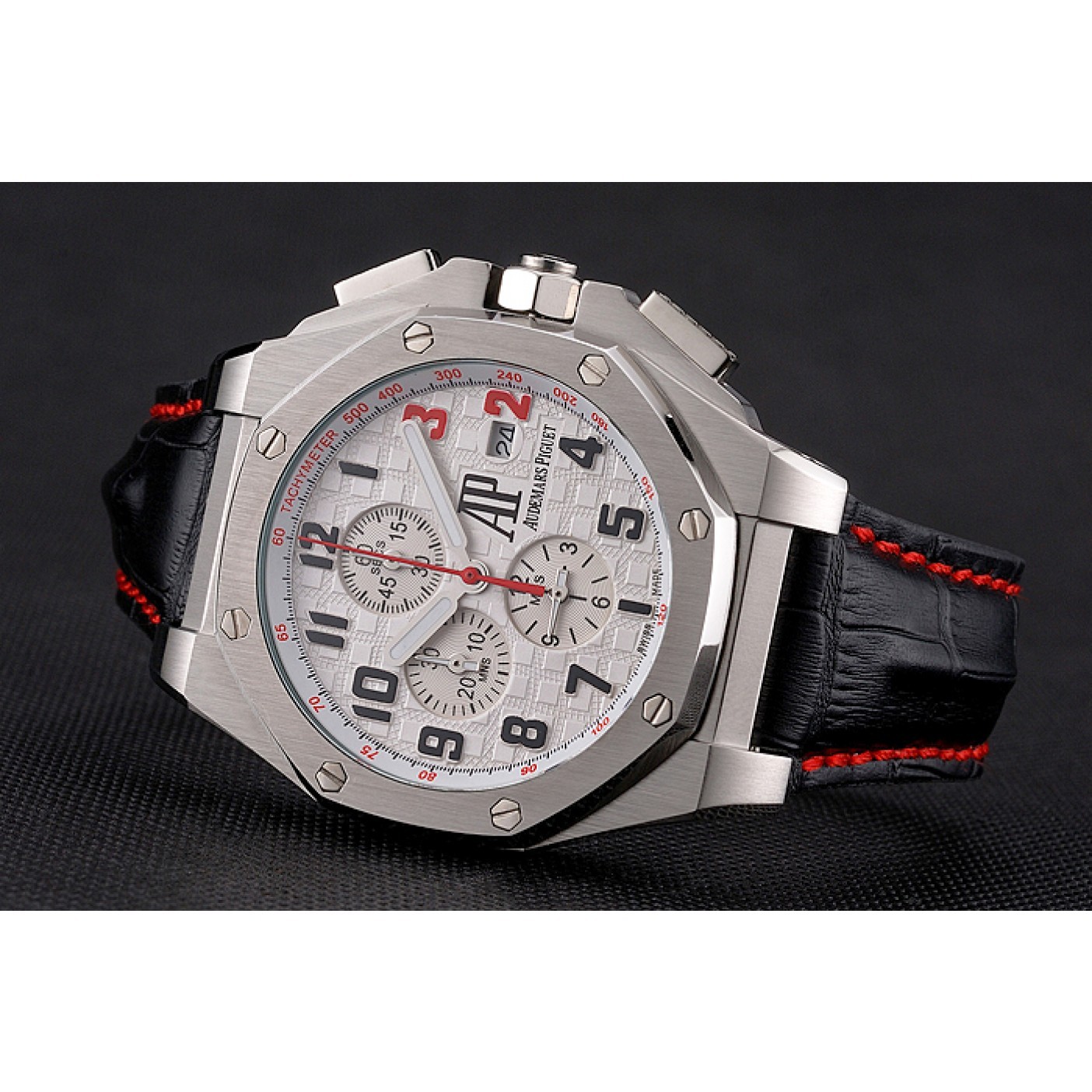 Audemars Piguet Royal Oak Offshore Shaquille O&#039;Neal White Dial Stainless Steel Case Black Leather Strap