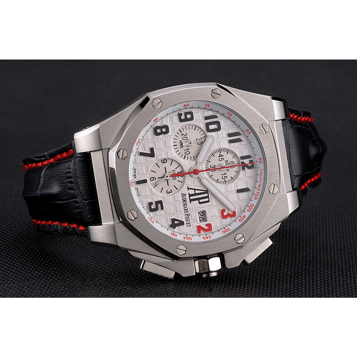 Audemars Piguet Royal Oak Offshore Shaquille O&#039;Neal White Dial Stainless Steel Case Black Leather Strap