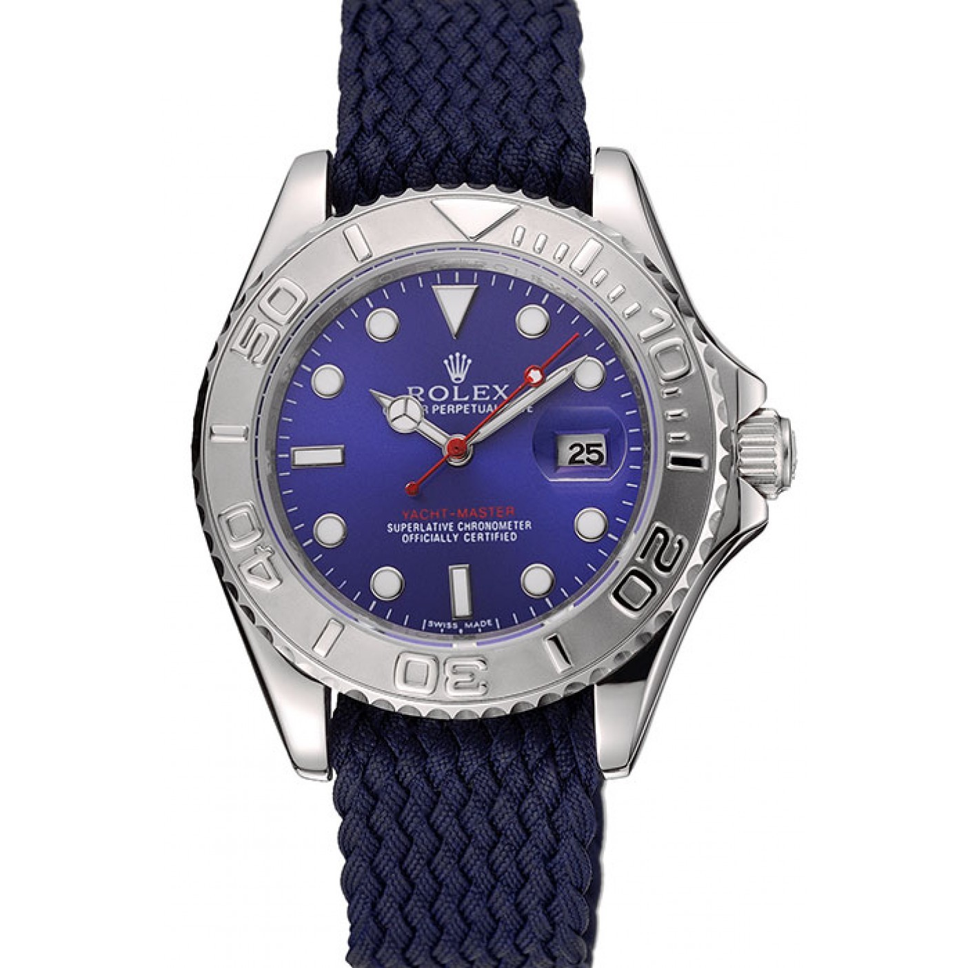 RepTime Watches Rolex Yacht Master Blue Dial Blue Fabric Bracelet 1453868