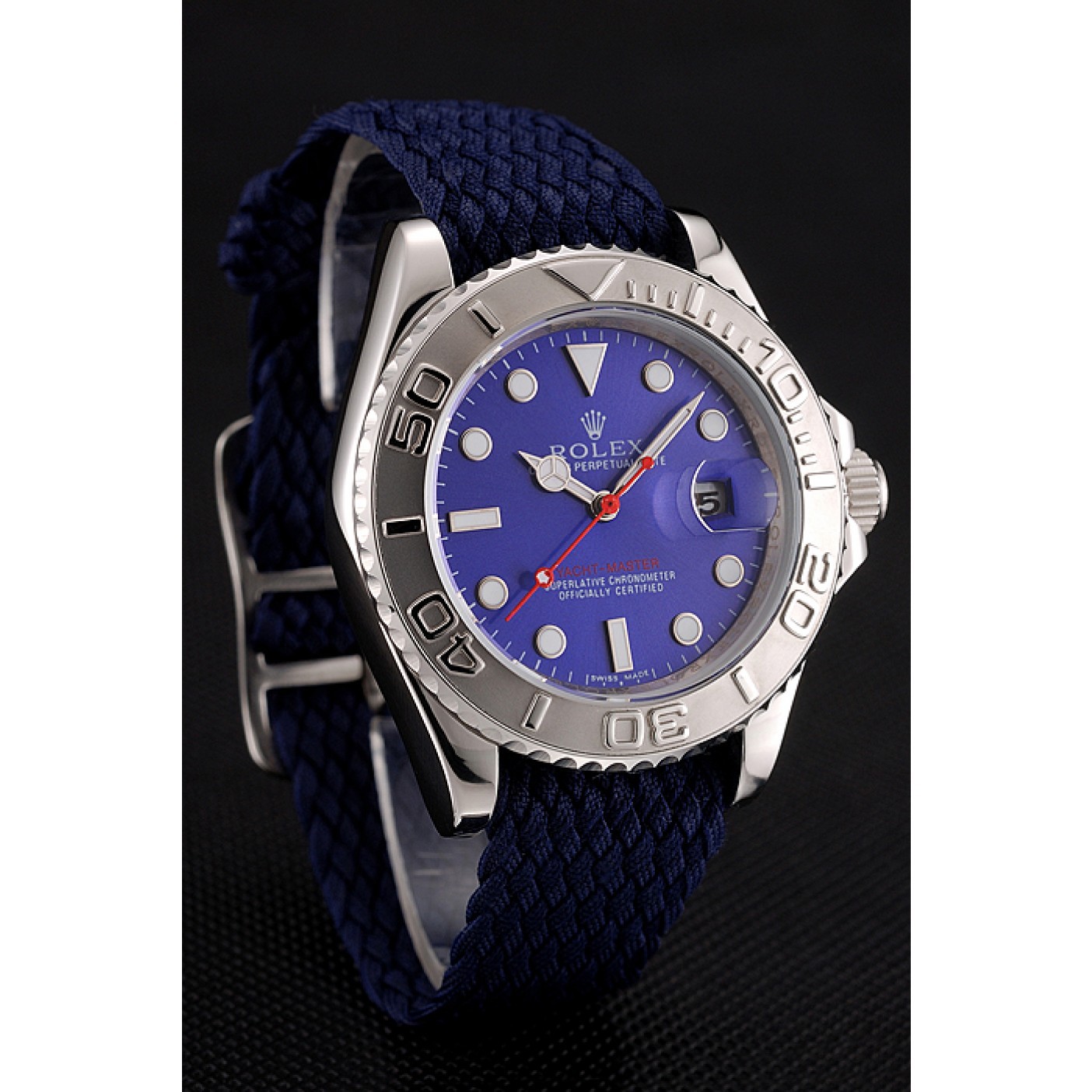 Rolex Yacht Master Blue Dial Blue Fabric Bracelet 1453868