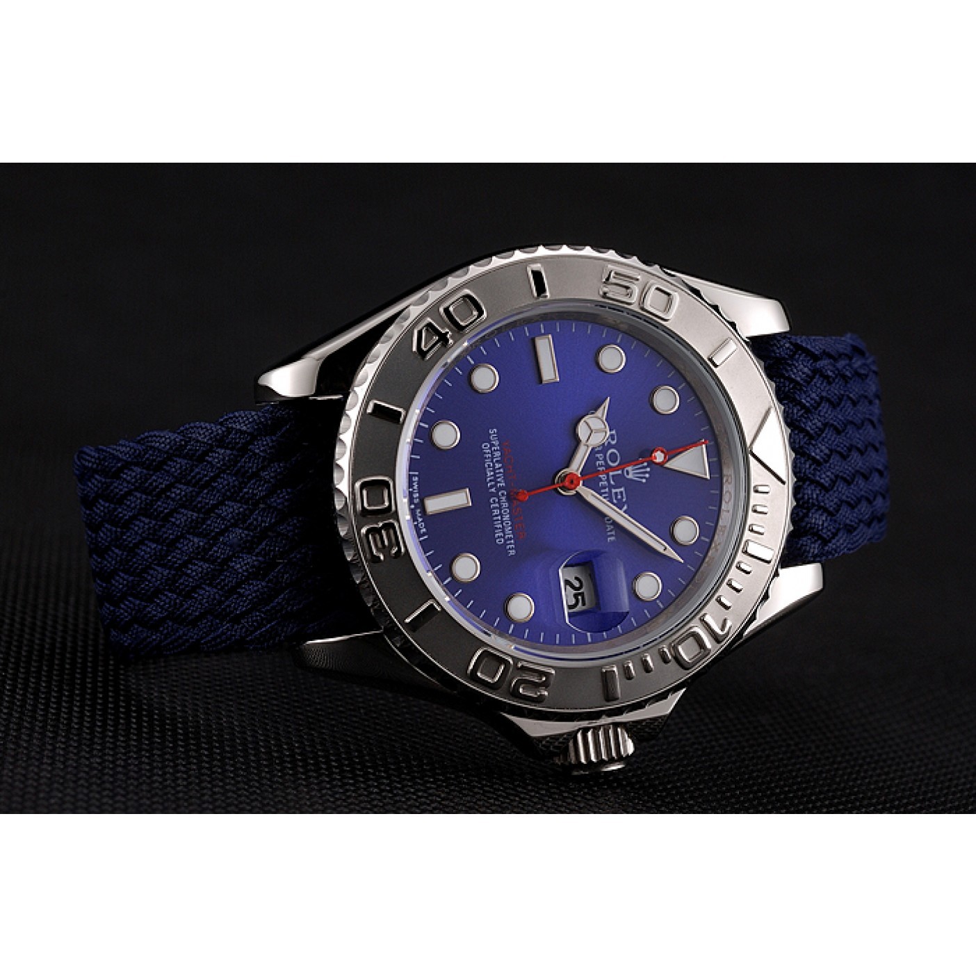 RepTime Watches Rolex Yacht Master Blue Dial Blue Fabric Bracelet 1453868