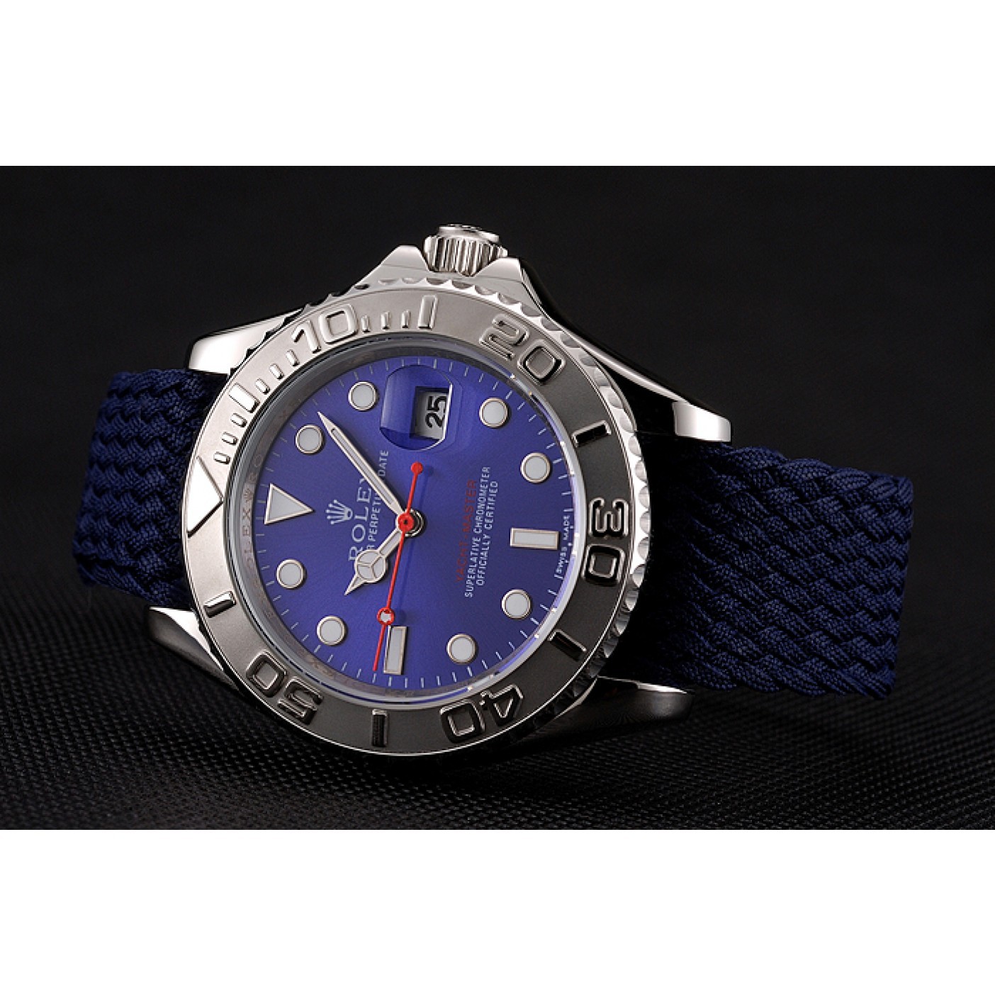 RepTime Watches Rolex Yacht Master Blue Dial Blue Fabric Bracelet 1453868