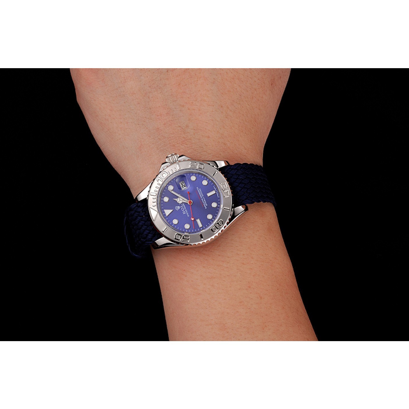 RepTime Watches Rolex Yacht Master Blue Dial Blue Fabric Bracelet 1453868