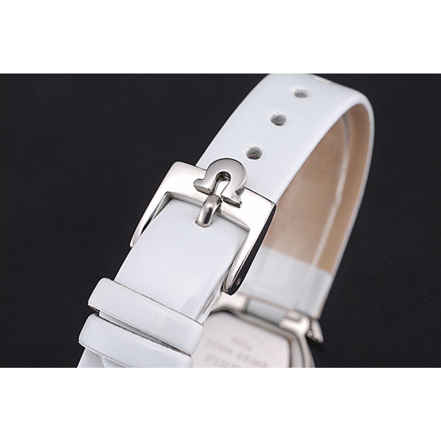 Omega Ladies Watch White Dial With Jewels Stainless Steel Case White Leather Strap 622817