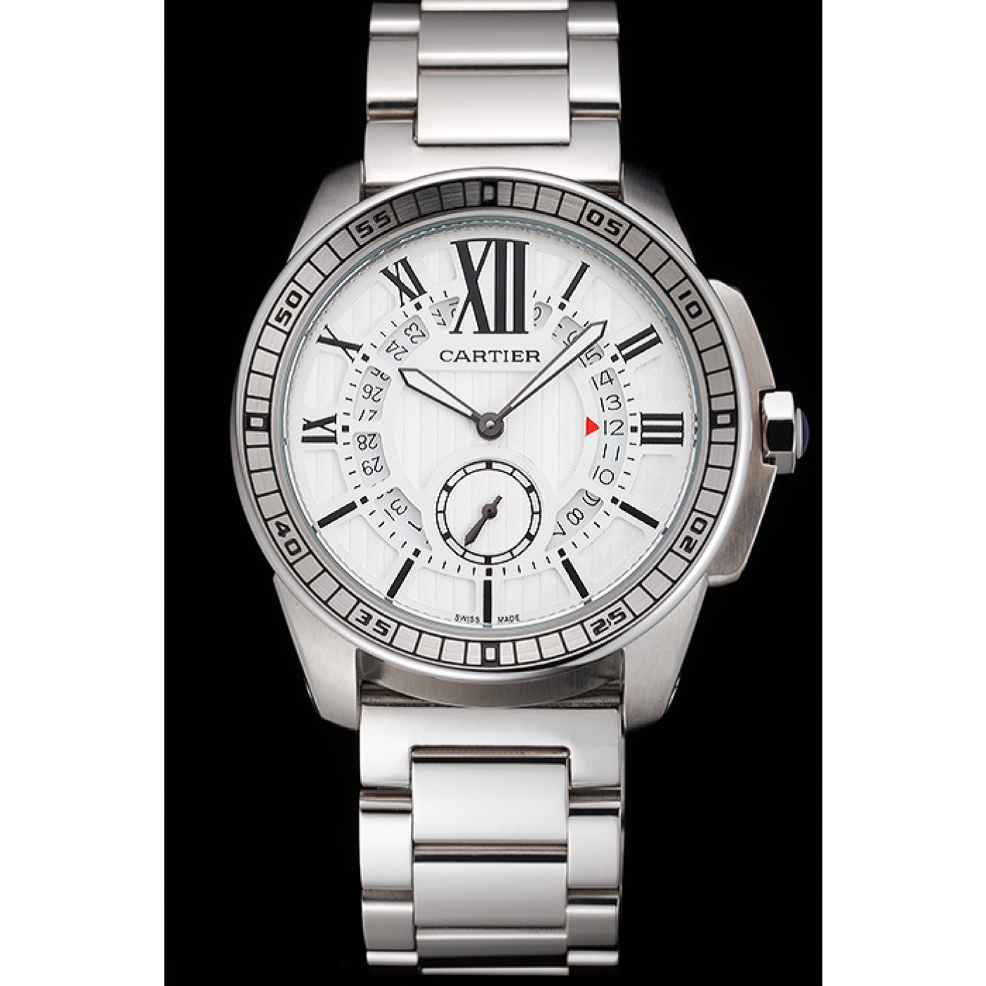 Fake Cartier Calibre De Cartier Small Seconds White Dial Stainless Steel Case And Bracelet