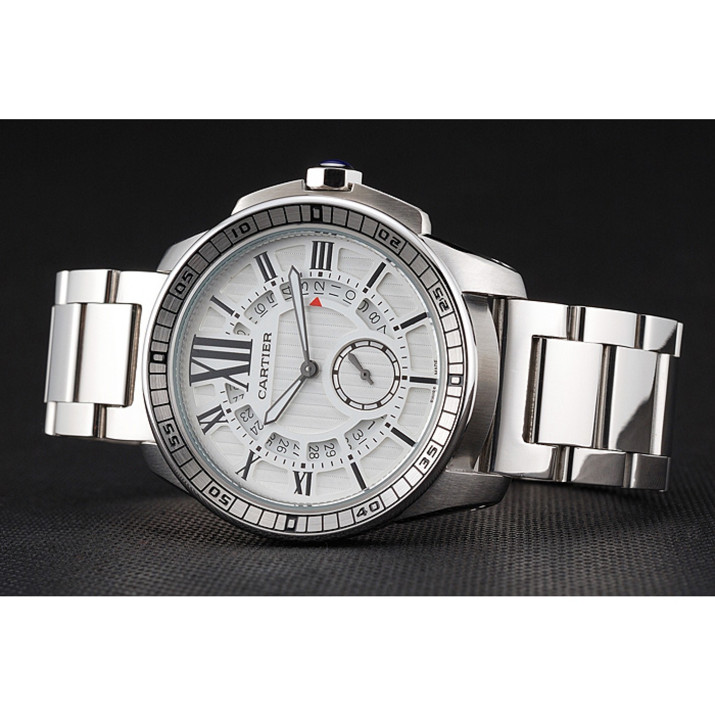 Fake Cartier Calibre De Cartier Small Seconds White Dial Stainless Steel Case And Bracelet