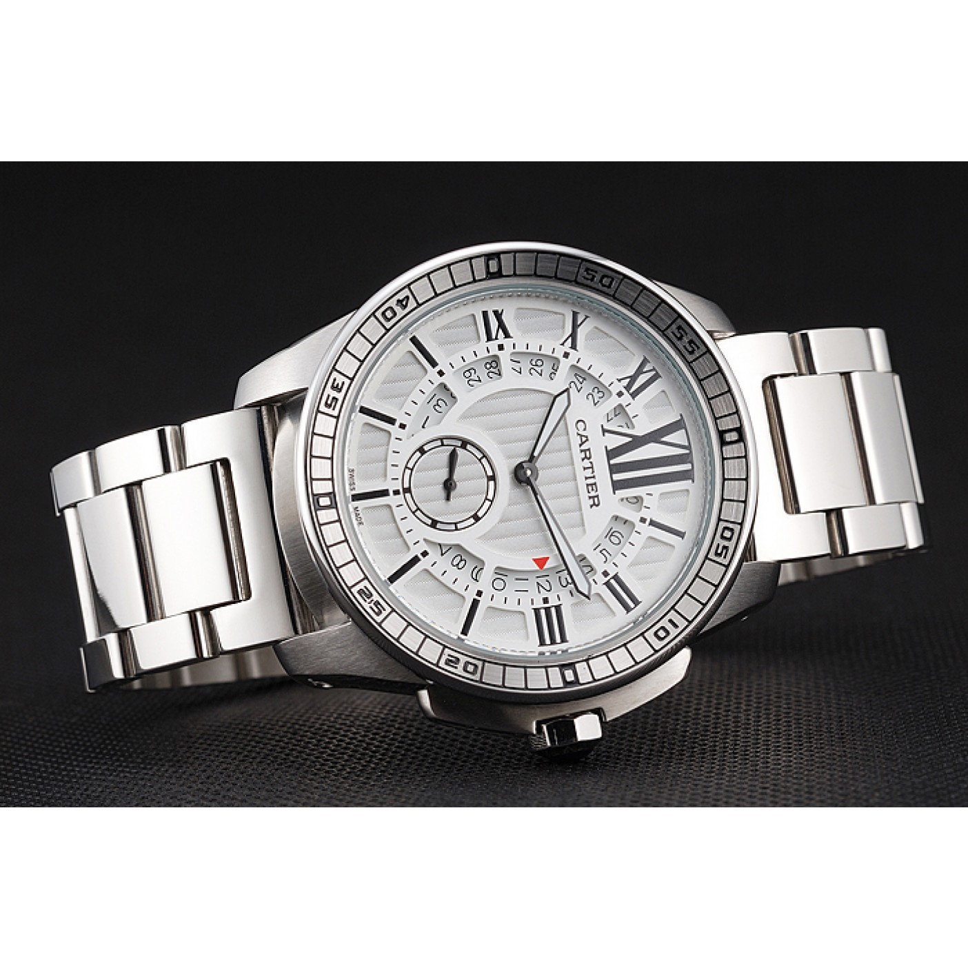 Fake Cartier Calibre De Cartier Small Seconds White Dial Stainless Steel Case And Bracelet