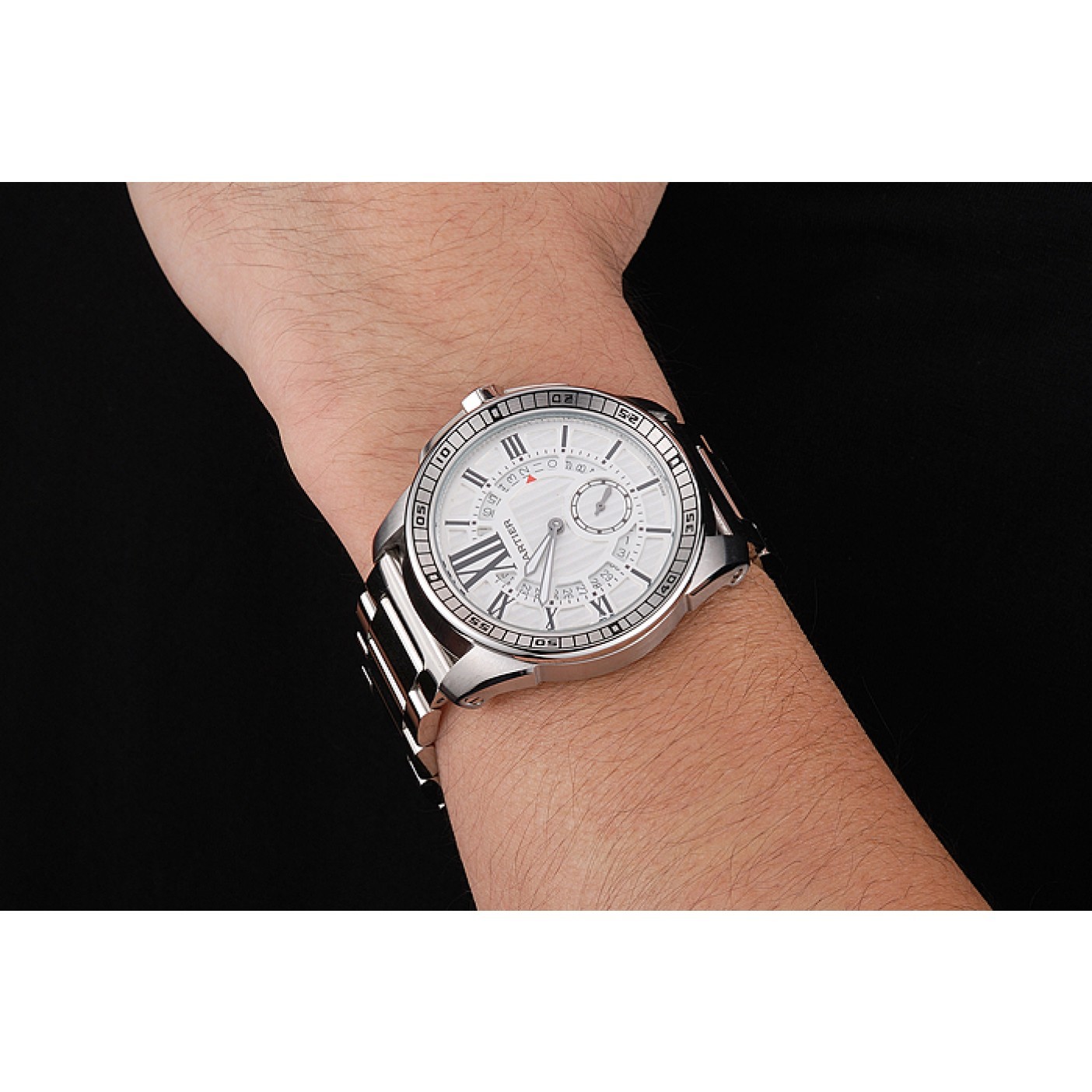 Fake Cartier Calibre De Cartier Small Seconds White Dial Stainless Steel Case And Bracelet