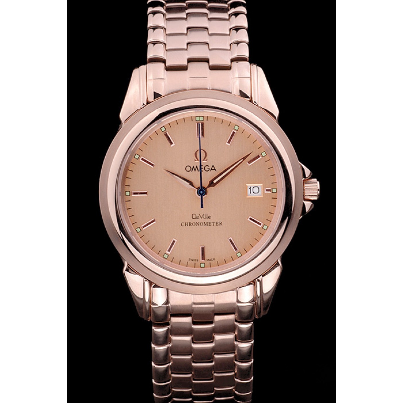 Omega De Ville Rose Gold Dial Rose Gold Stainless Steel Bracelet 1454188