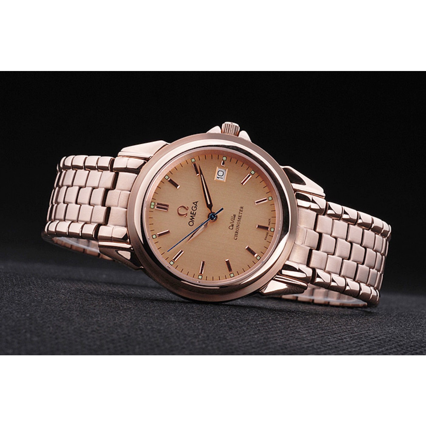 Omega De Ville Rose Gold Dial Rose Gold Stainless Steel Bracelet 1454188