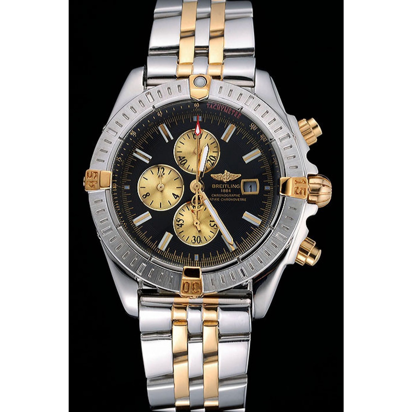 Breitling Chronomat Black Dial Stainless Steel And Gold Bracelet 622429