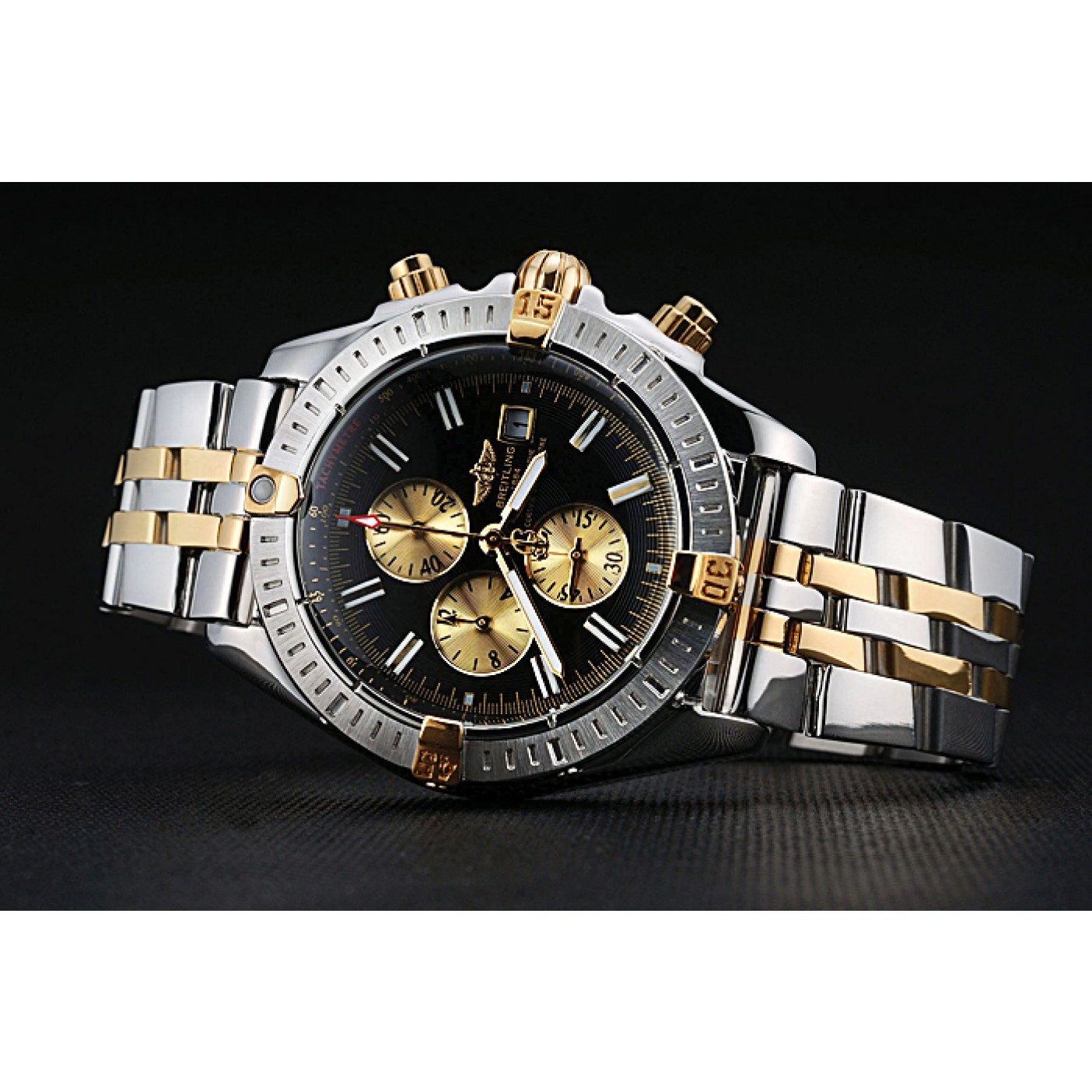 Breitling Chronomat Black Dial Stainless Steel And Gold Bracelet 622429