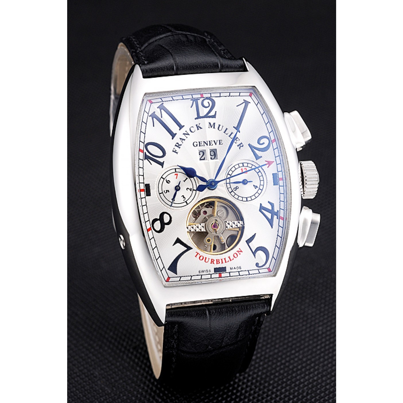 Franck Muller Casablanca Black Croco Leather Strap Tourbillon 80282