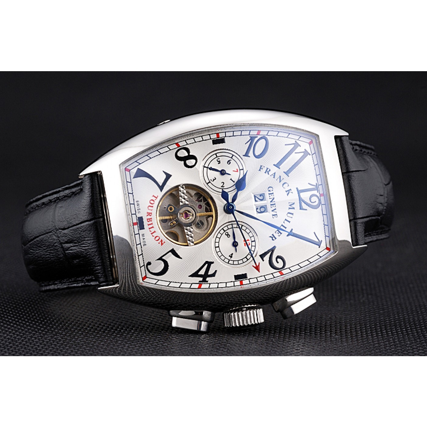 Franck Muller Casablanca Black Croco Leather Strap Tourbillon 80282