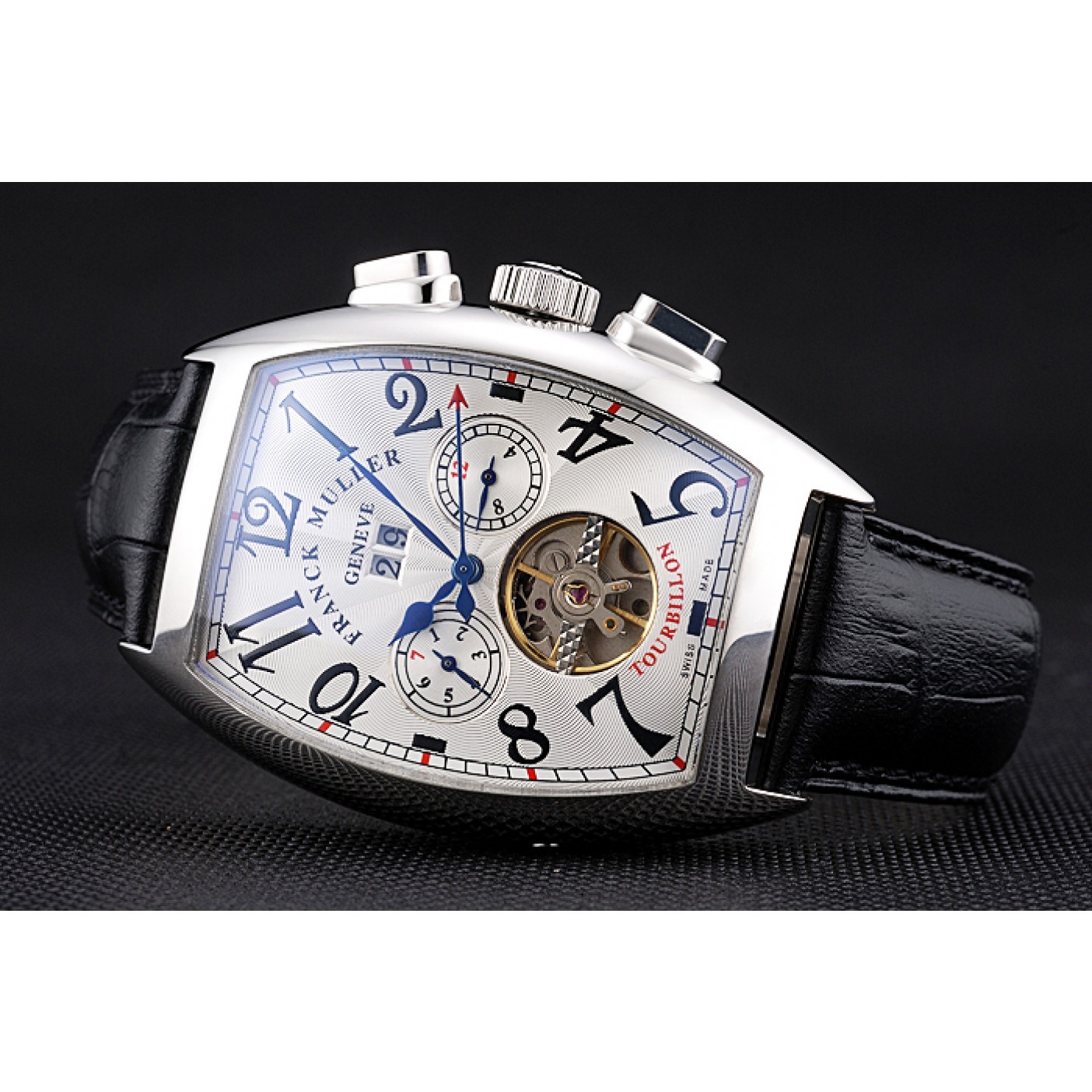 Franck Muller Casablanca Black Croco Leather Strap Tourbillon 80282