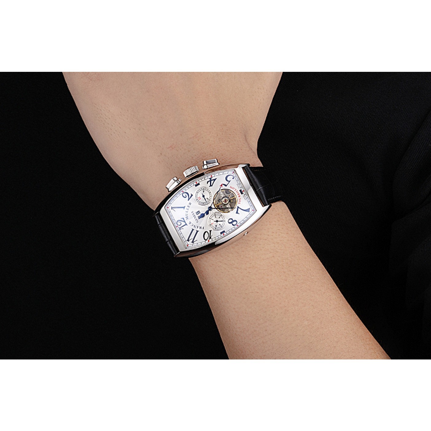 Franck Muller Casablanca Black Croco Leather Strap Tourbillon 80282