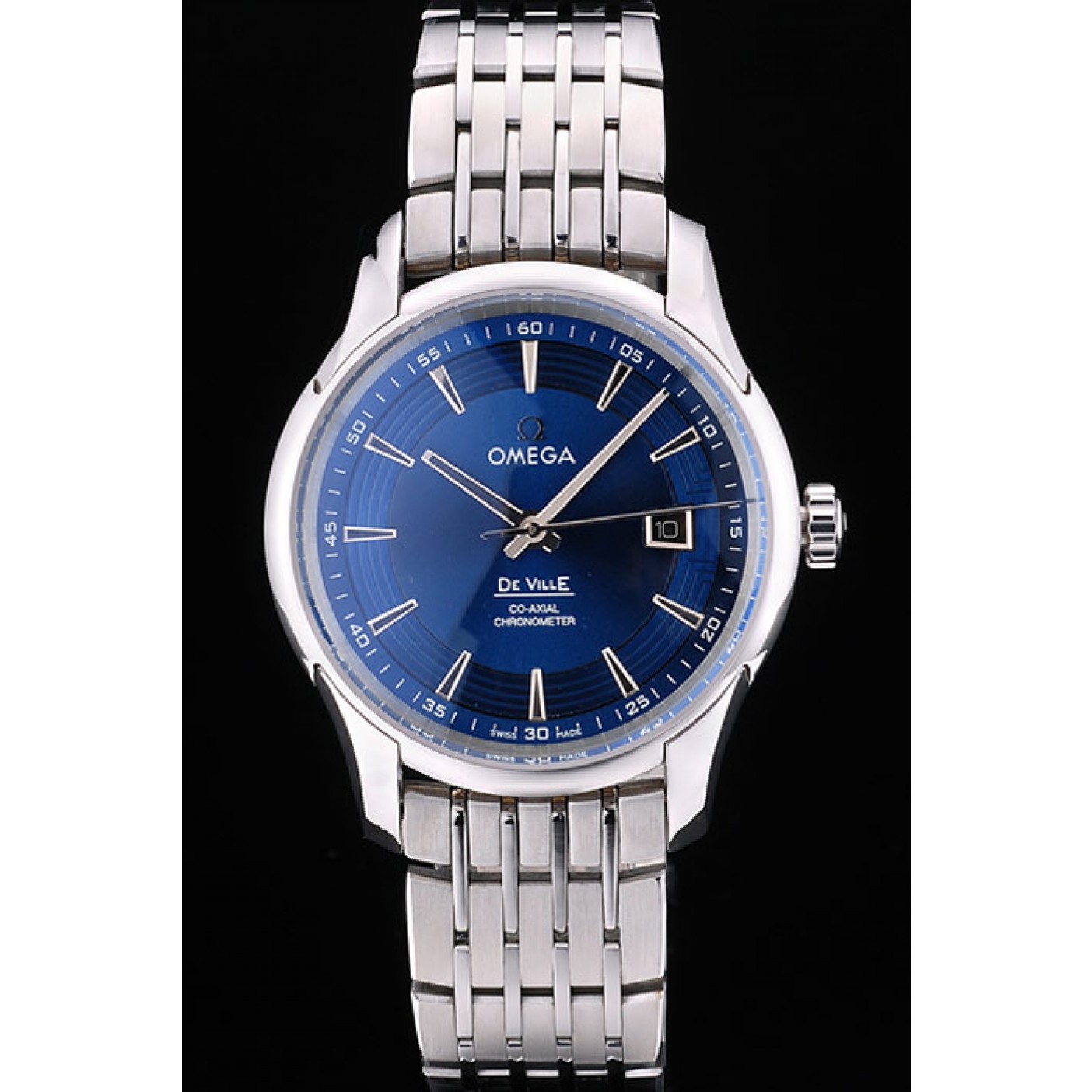 Omega Swiss DeVille Stainless Steel Bezel Blue Dial 7602