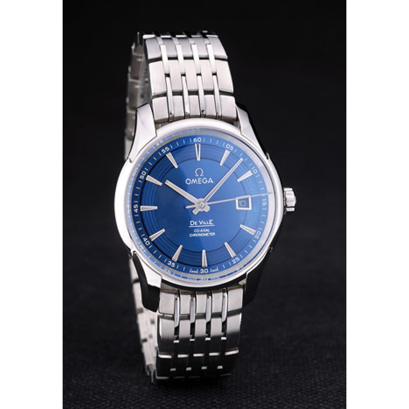 Omega Swiss DeVille Stainless Steel Bezel Blue Dial 7602