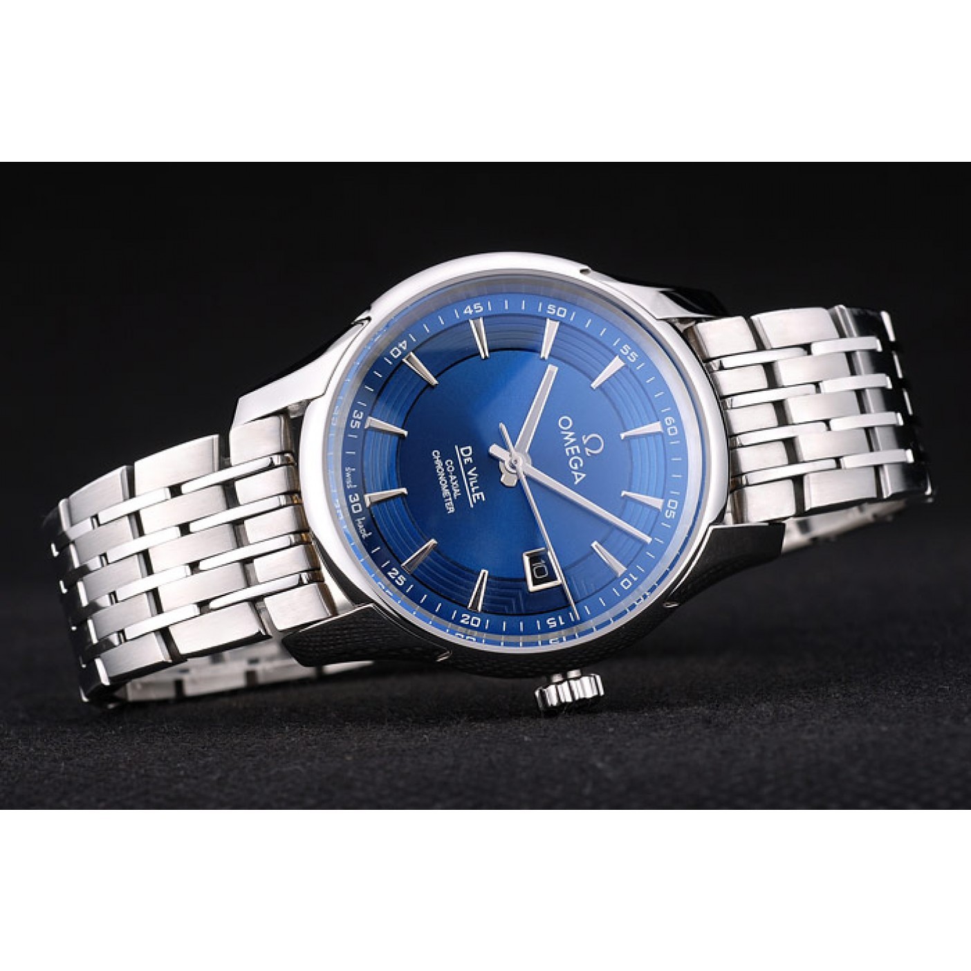 Omega Swiss DeVille Stainless Steel Bezel Blue Dial 7602