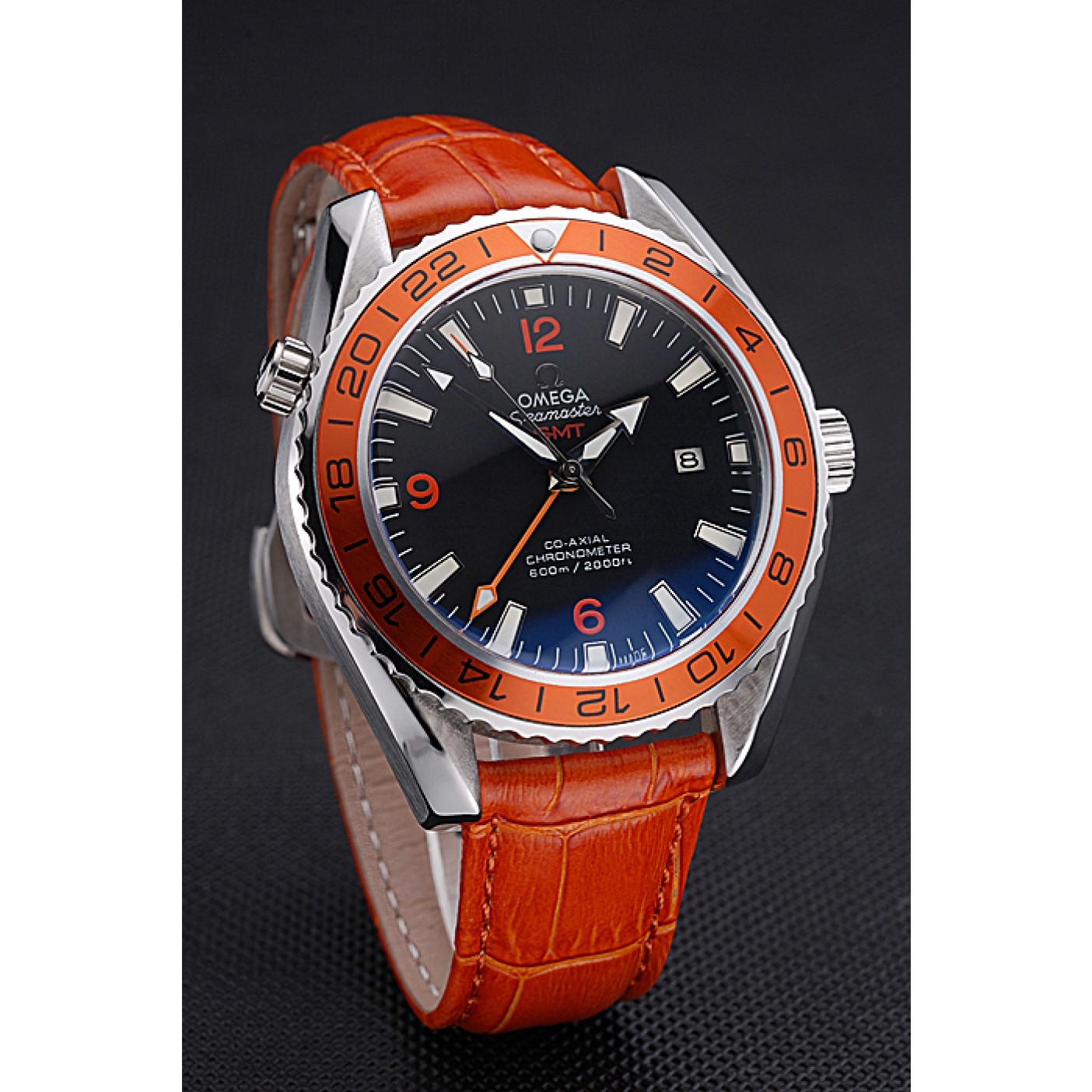 Omega Seamaster Planet Ocean GMT Orange Dial Orange Leather Band 622395