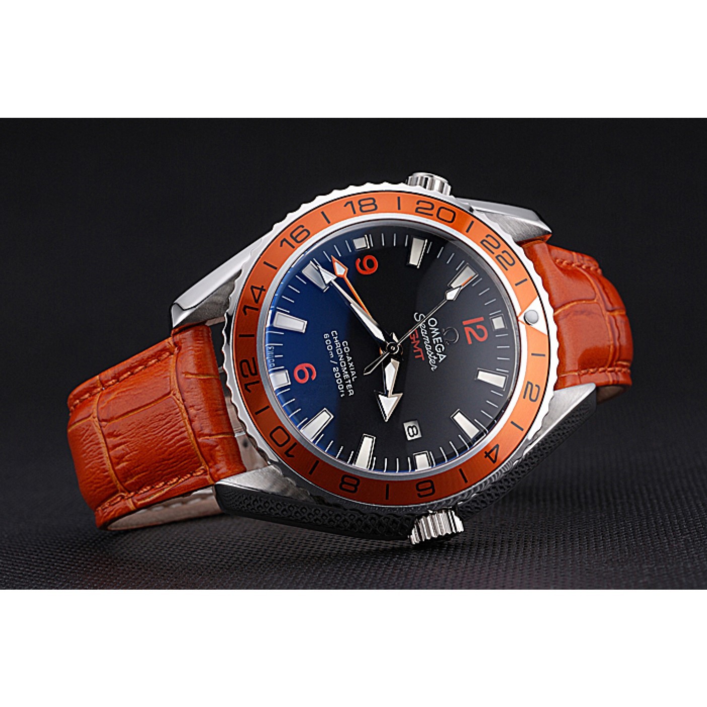 Omega Seamaster Planet Ocean GMT Orange Dial Orange Leather Band 622395