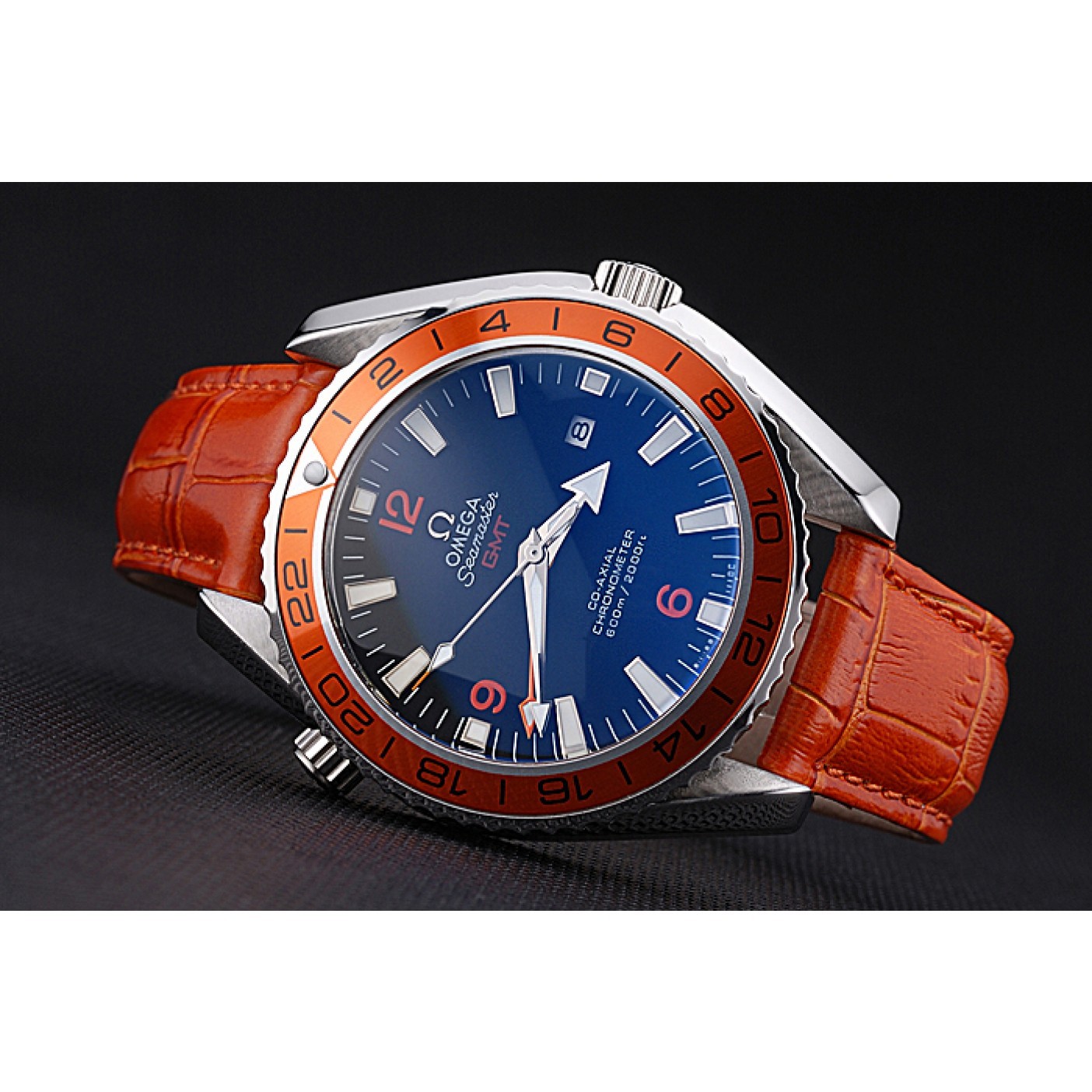 Omega Seamaster Planet Ocean GMT Orange Dial Orange Leather Band 622395