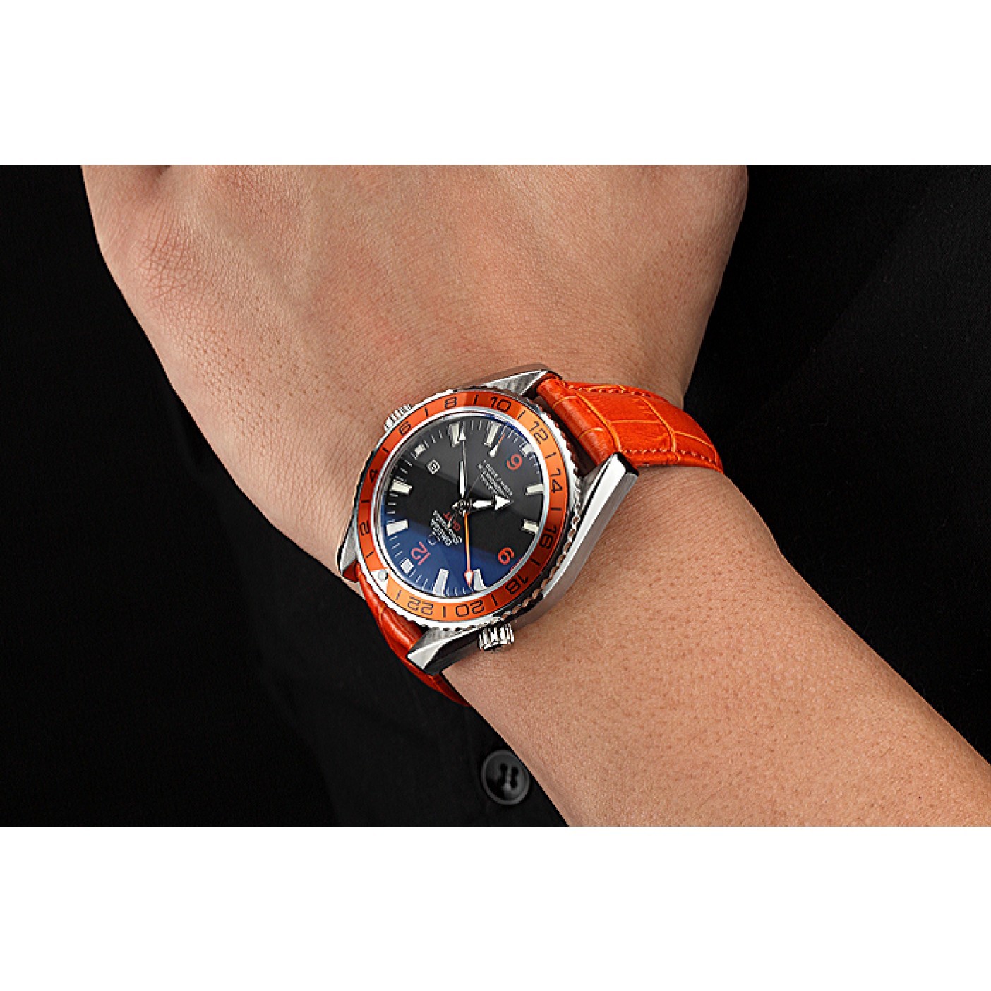 Omega Seamaster Planet Ocean GMT Orange Dial Orange Leather Band 622395