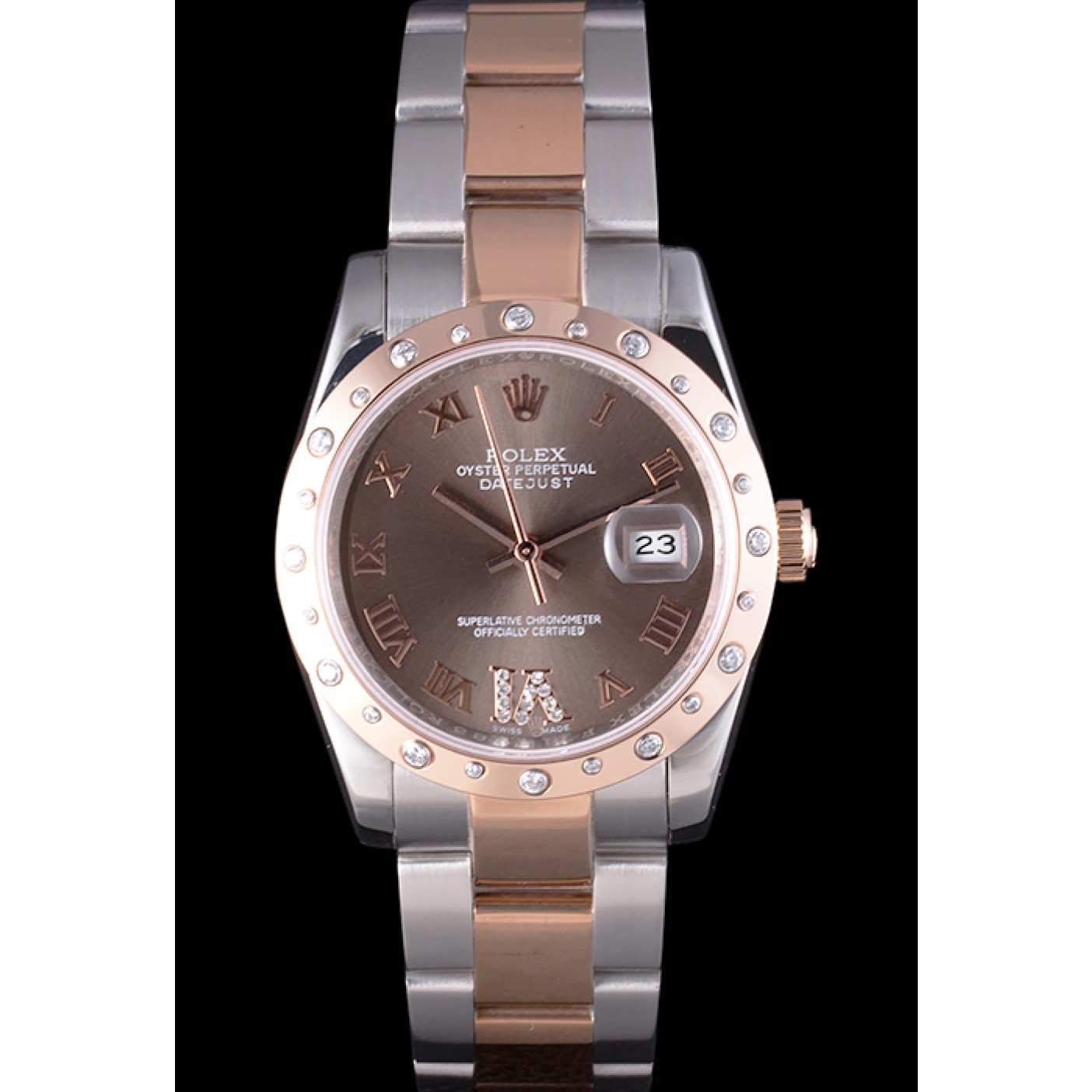 RepTime Watches Rolex Datejust Diamond Bezel Brown Dial 7465