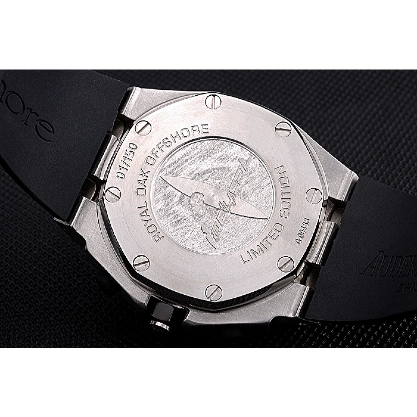 Swiss Audemars Piguet Royal Oak Chronometer Black Dial Diamond Bezel Stainless Steel Case Black Rubber Strap 622867