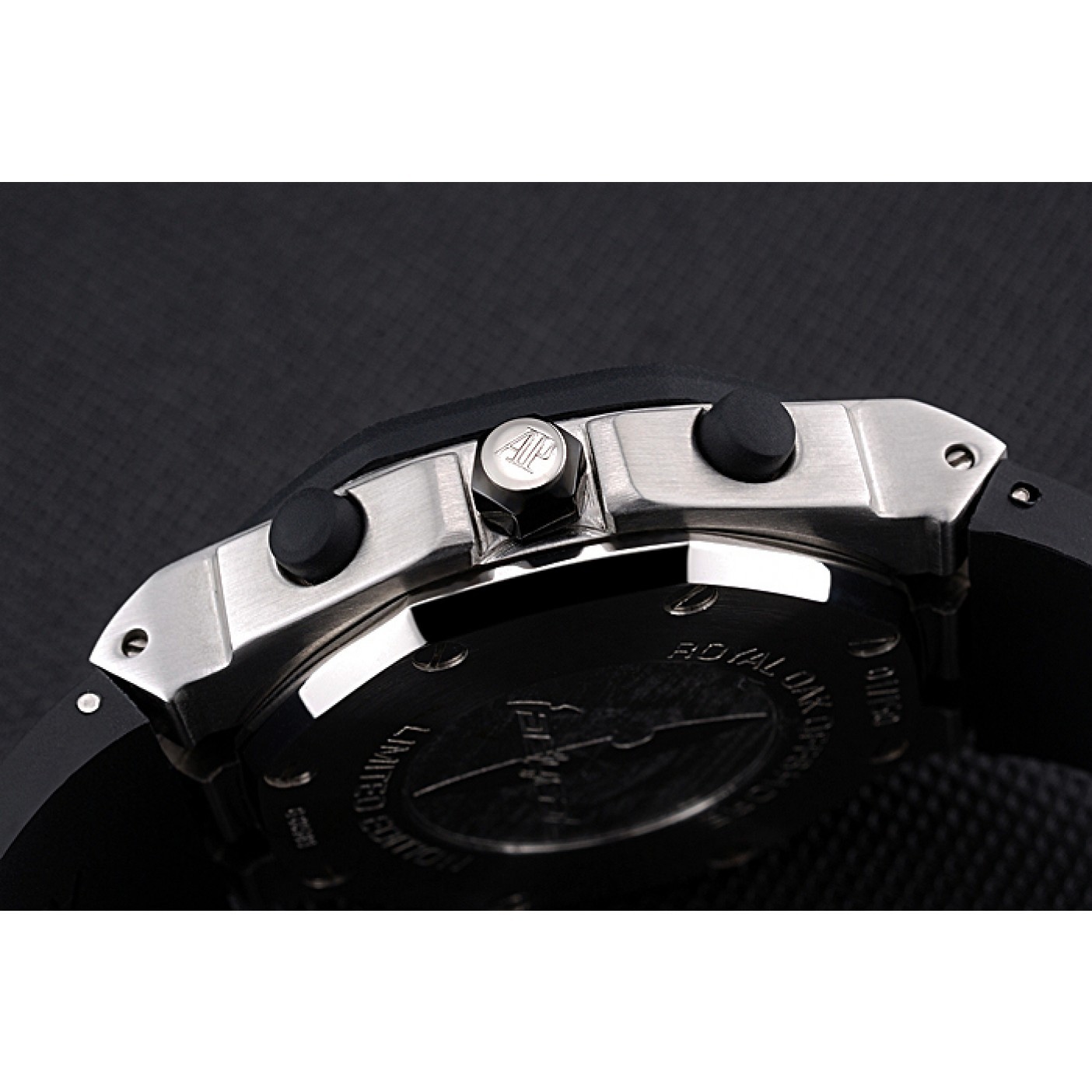 Swiss Audemars Piguet Royal Oak Chronometer Black Dial Diamond Bezel Stainless Steel Case Black Rubber Strap 622867