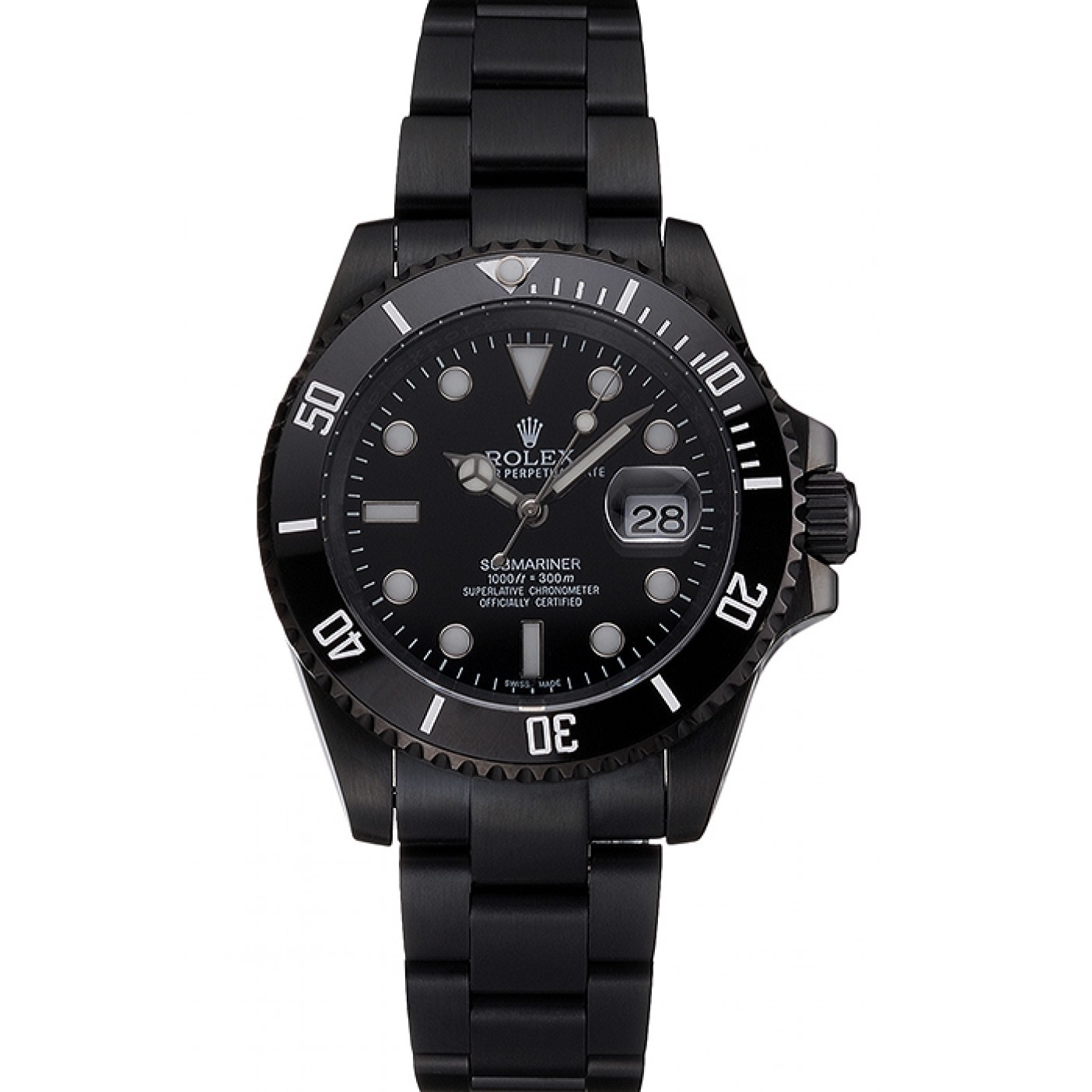 RepTime Watches Swiss Rolex Submariner Date Black Dial And Bezel Black PVD Case And Bracelet