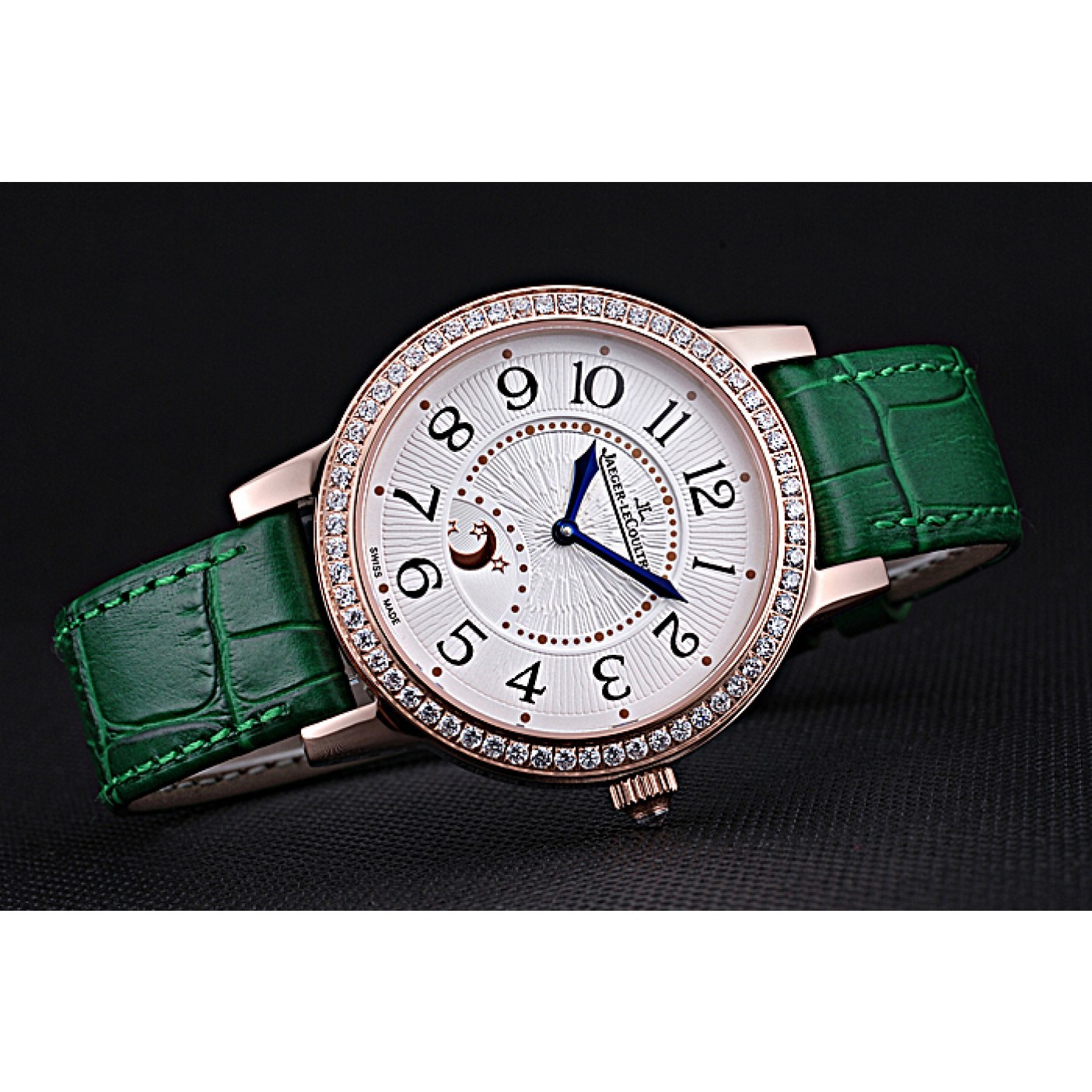 Jaeger LeCoultre Rendez-Vous White Dial Green Leather Strap 622085