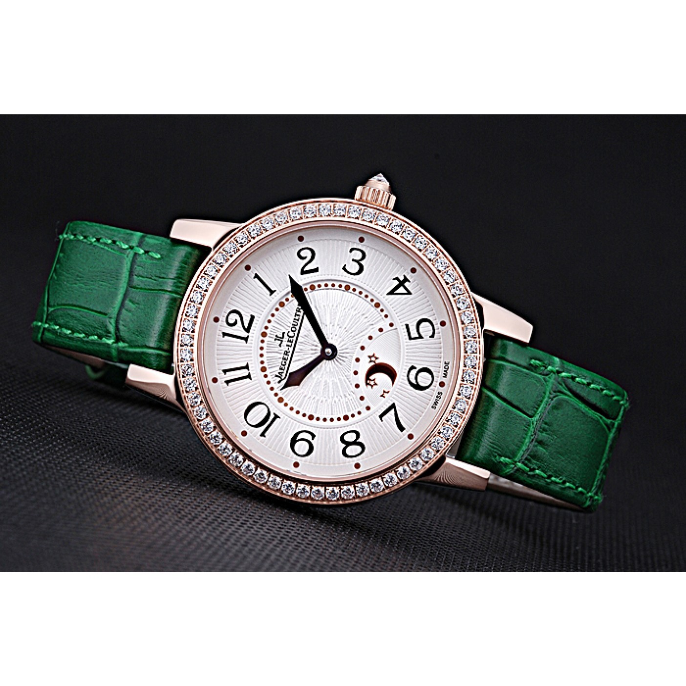 Jaeger LeCoultre Rendez-Vous White Dial Green Leather Strap 622085