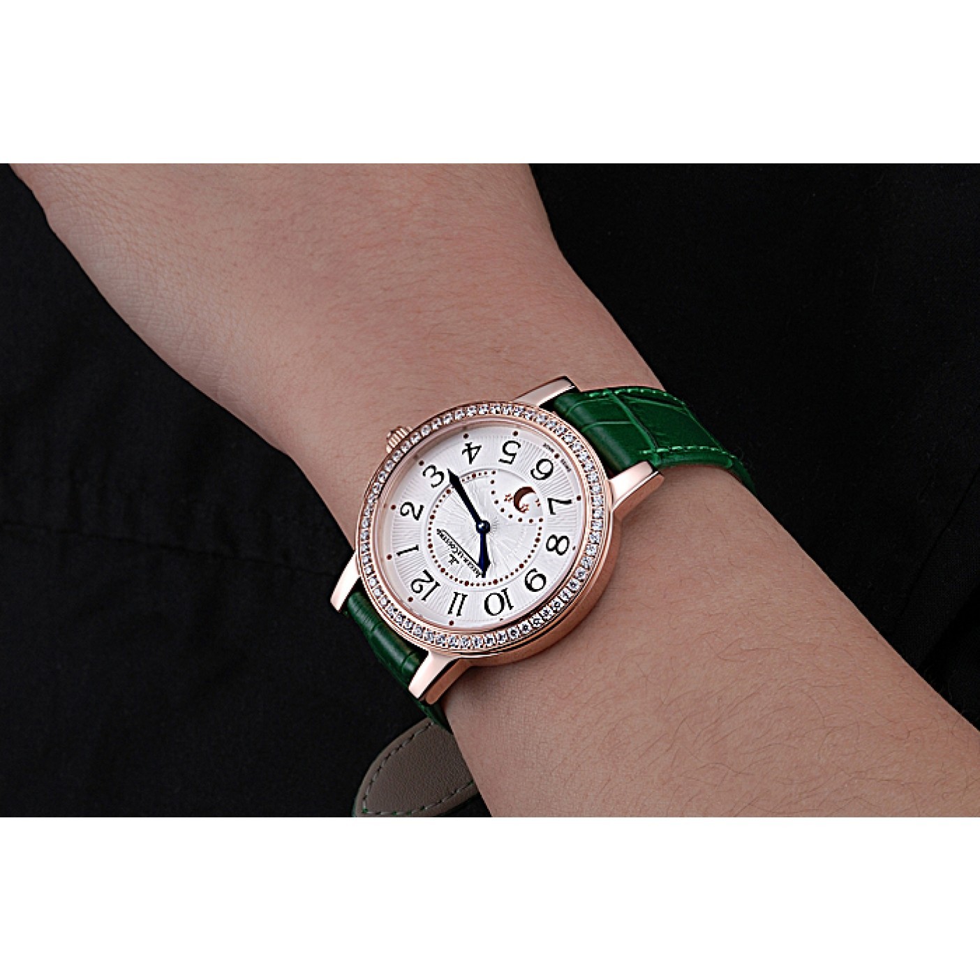 Jaeger LeCoultre Rendez-Vous White Dial Green Leather Strap 622085