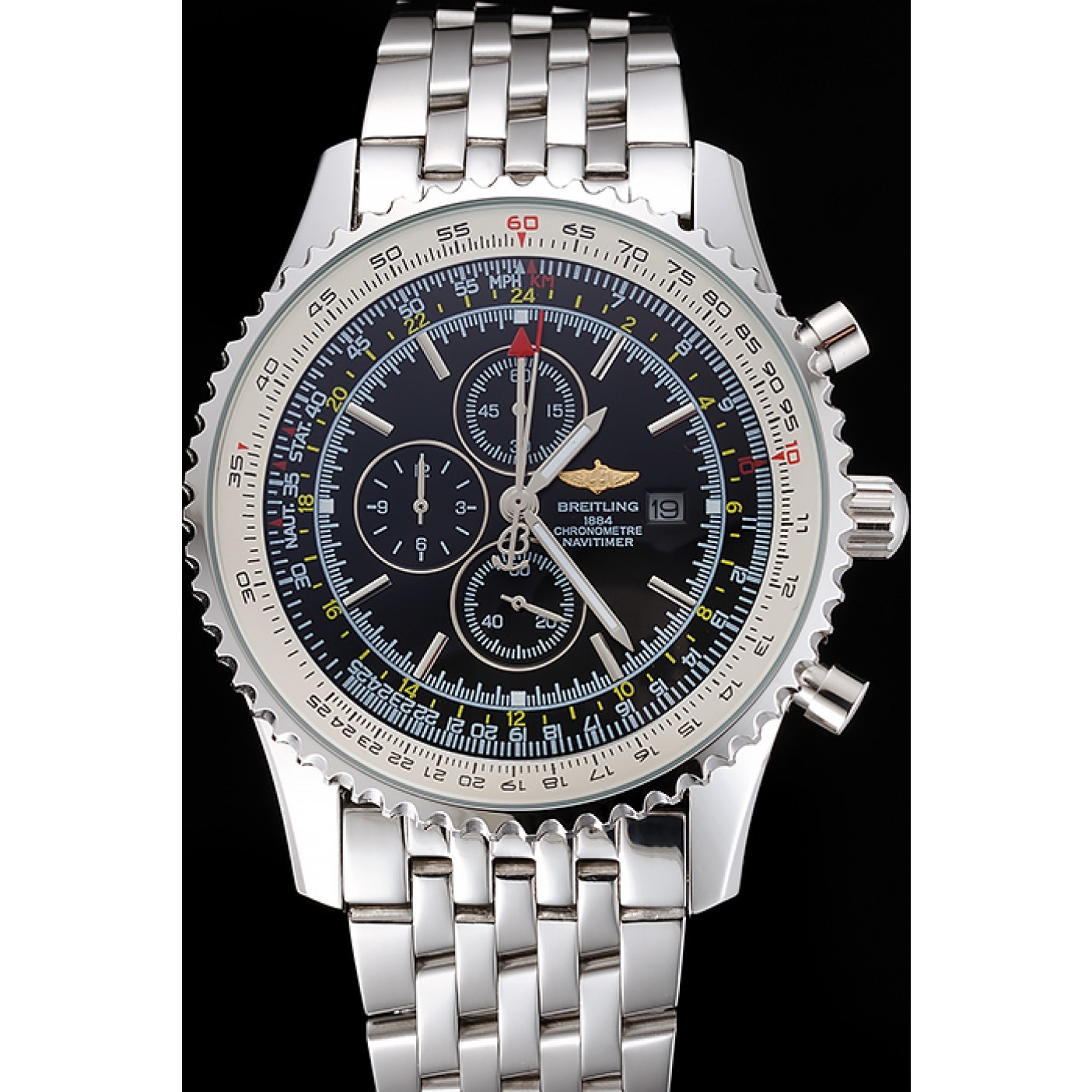 Breitling Navitimer World Black Dial Stainless Steel Bracelet 622512