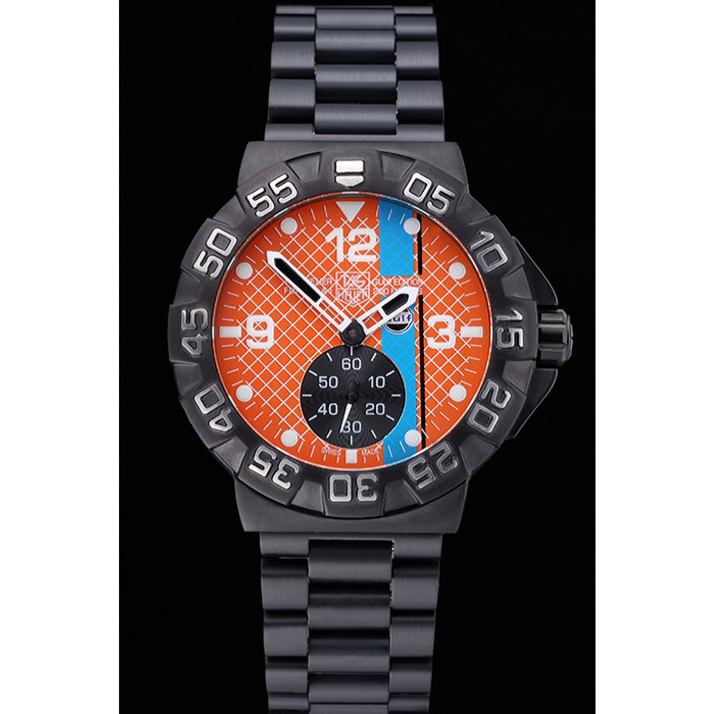 Tag Heuer Formula One Special Gulf Edition Orange And Blue Dial Ion Plated Steinless Steel Bracelet 622291