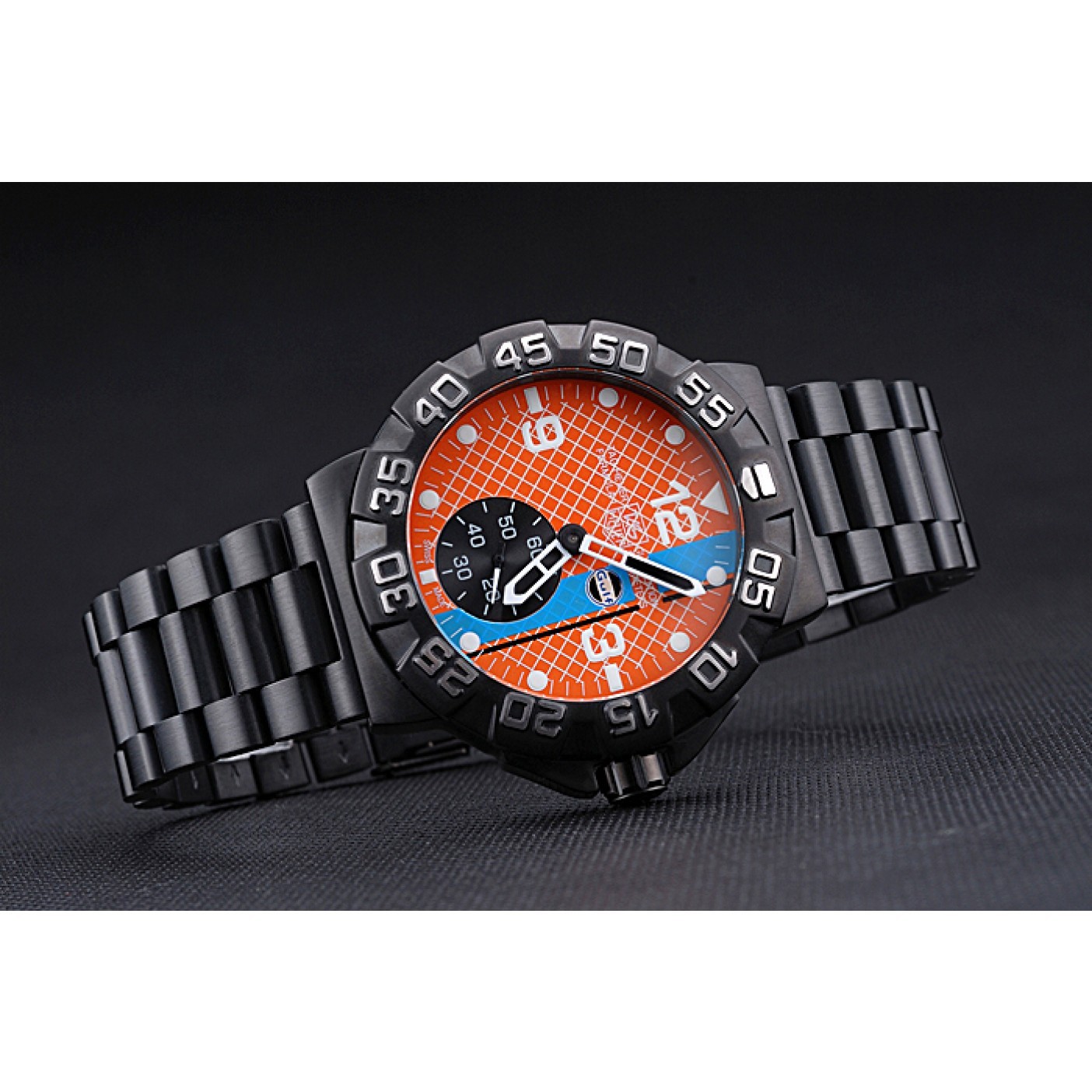 Tag Heuer Formula One Special Gulf Edition Orange And Blue Dial Ion Plated Steinless Steel Bracelet 622291