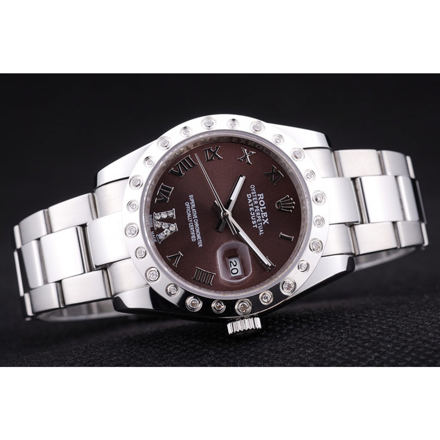 RepTime Watches Rolex Datejust Diamond Bezel Brown Dial 7466