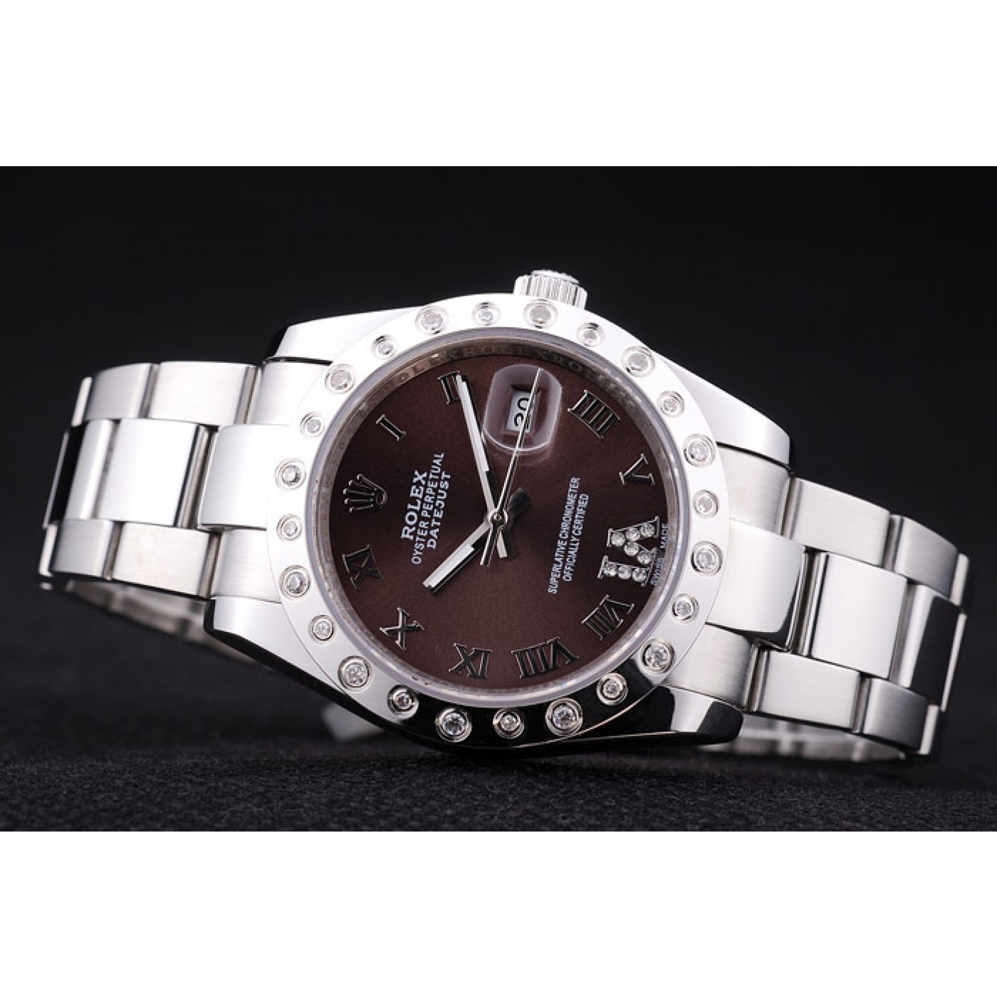 RepTime Watches Rolex Datejust Diamond Bezel Brown Dial 7466