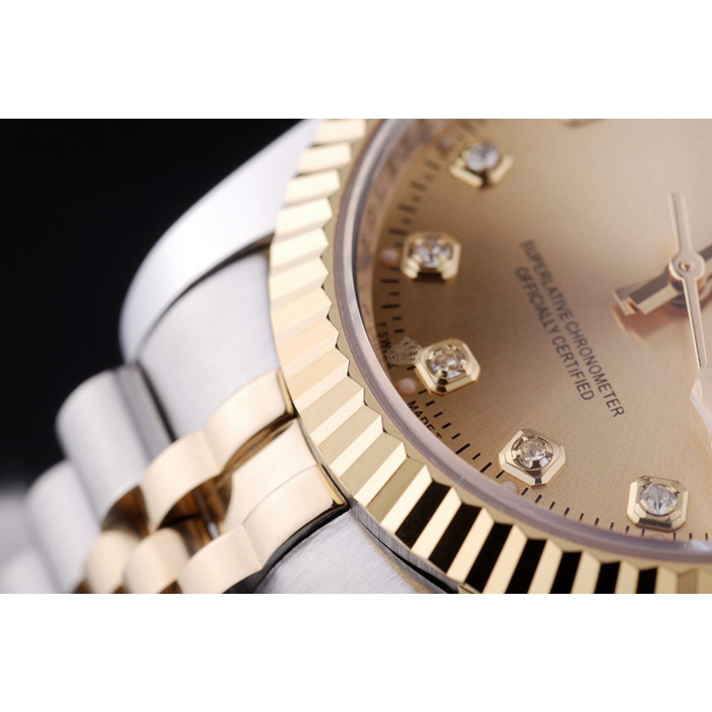 RepTime Watches Rolex Datejust Gold Dial Diamonds Ribbed Bezel 7452