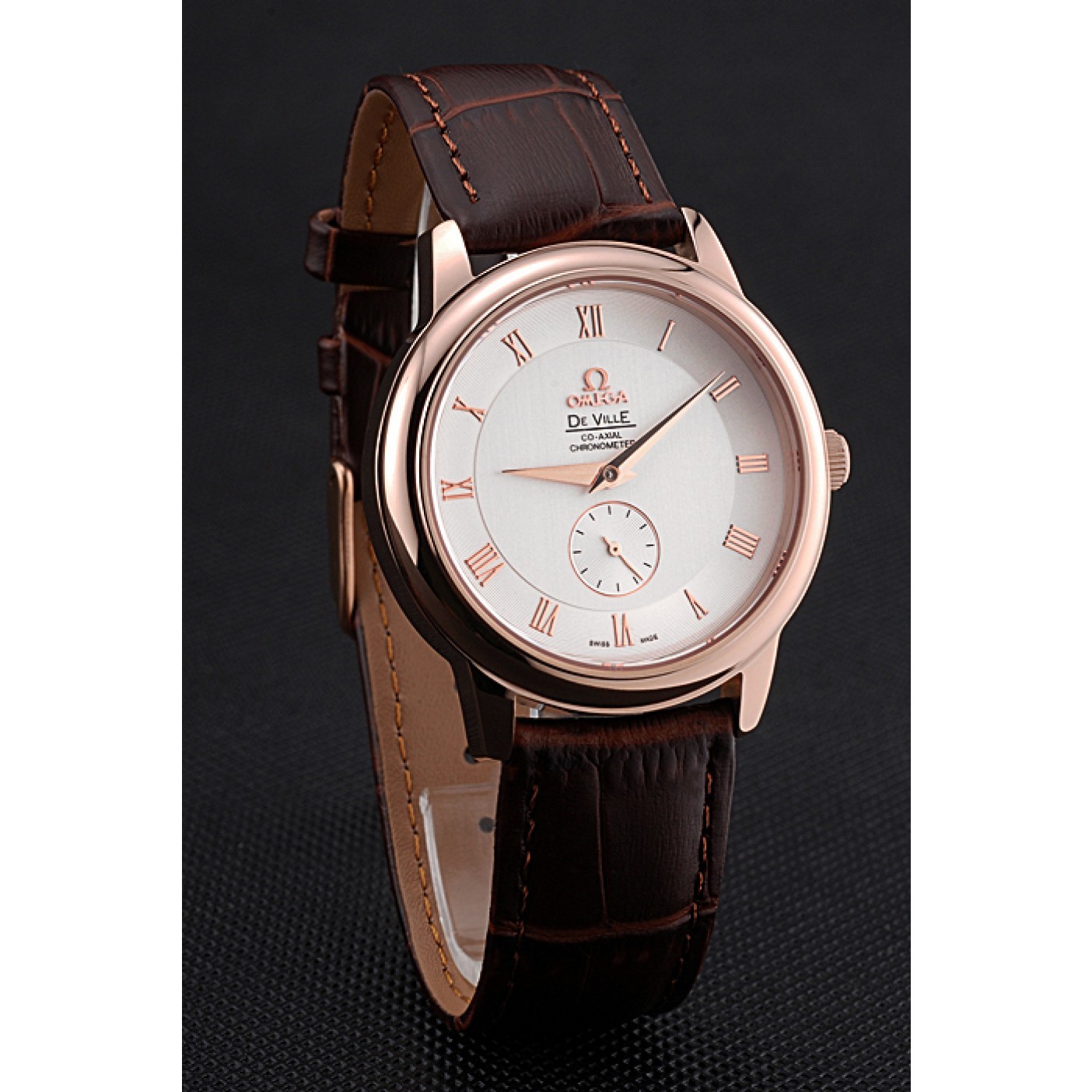 Omega DeVille Prestige Small Seconds White Dial Gold Case Brown Leather Bracelet 622603