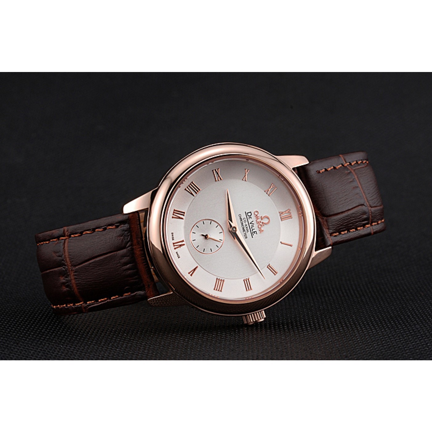 Omega DeVille Prestige Small Seconds White Dial Gold Case Brown Leather Bracelet 622603