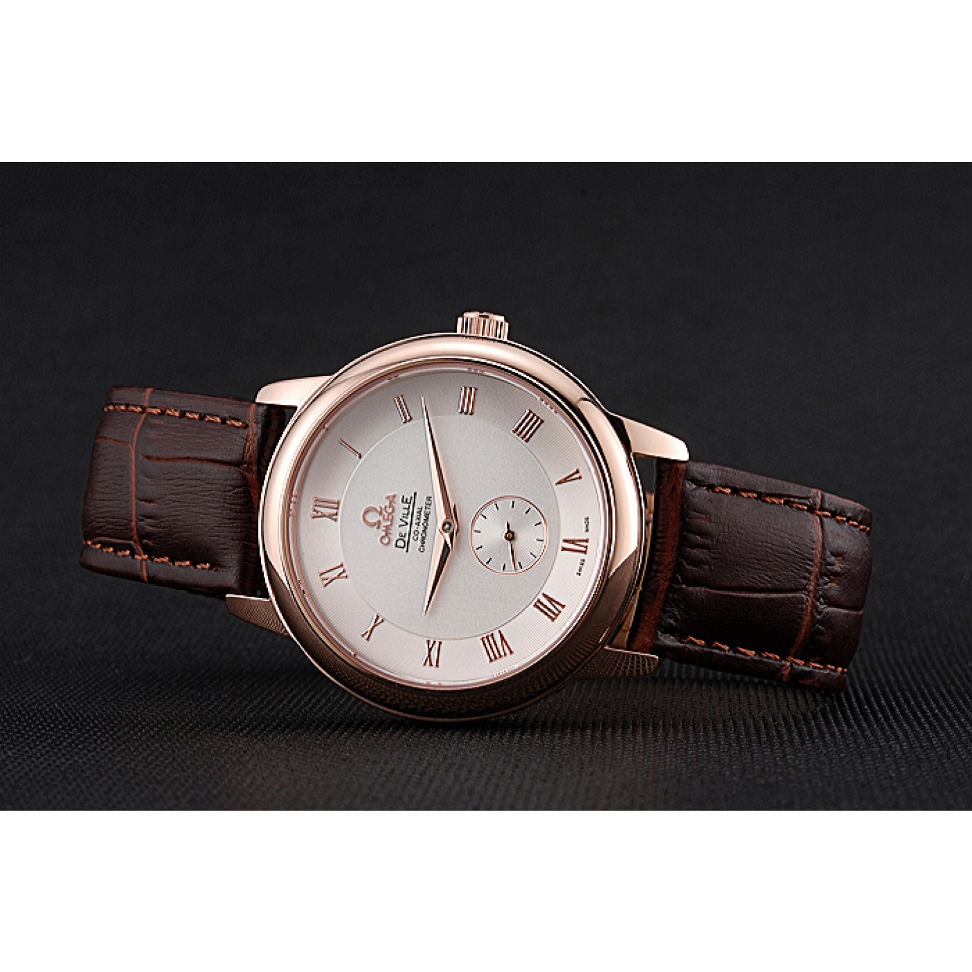 Omega DeVille Prestige Small Seconds White Dial Gold Case Brown Leather Bracelet 622603