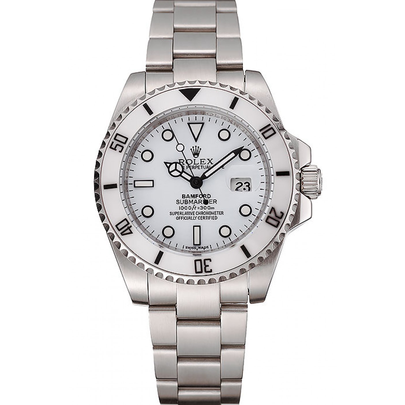 RepTime Watches Swiss Rolex Submariner Bamford White Dial Stainless Steel Bracelet 1453978