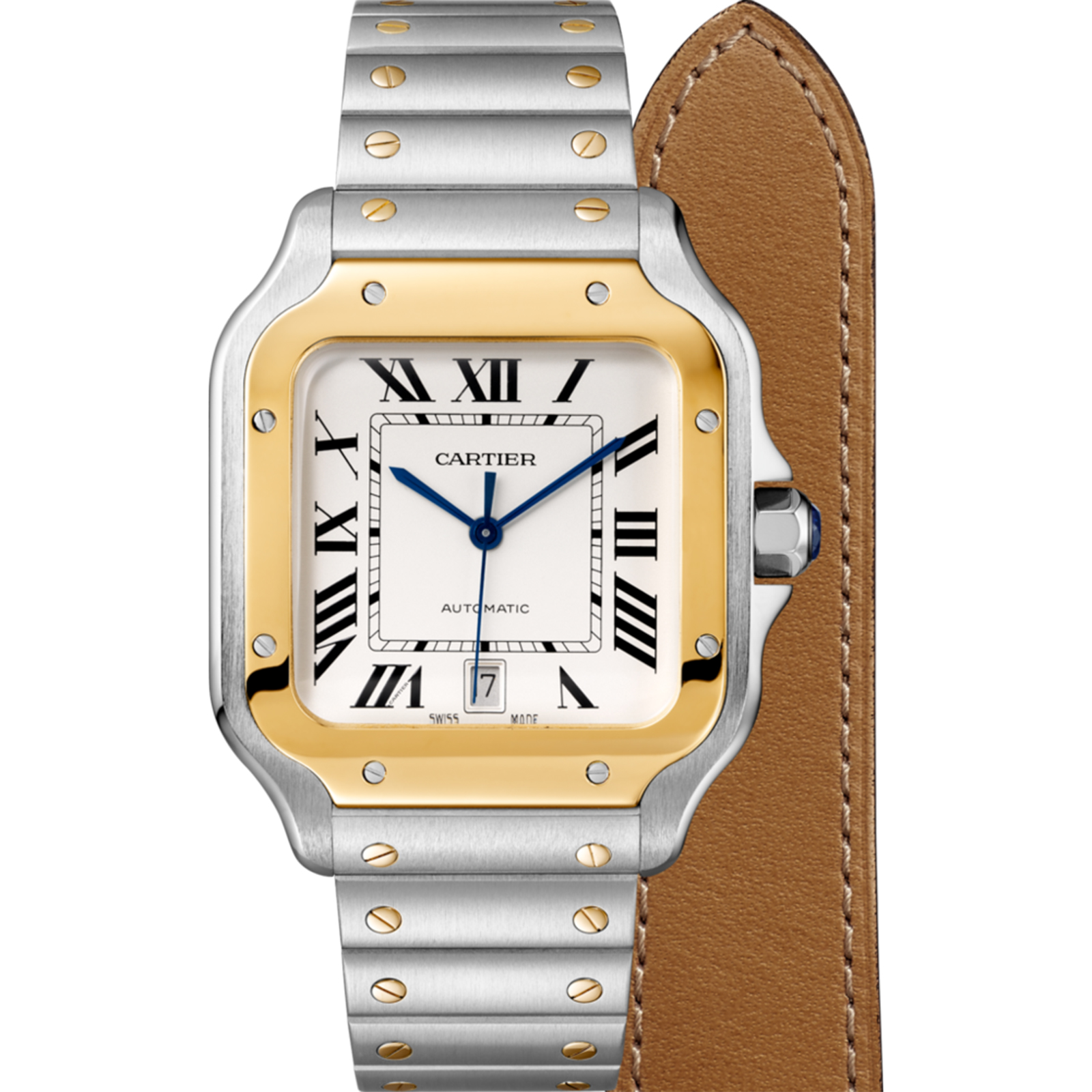 Affordable Swiss Santos de Cartier, Large model, yellow gold &amp; steel