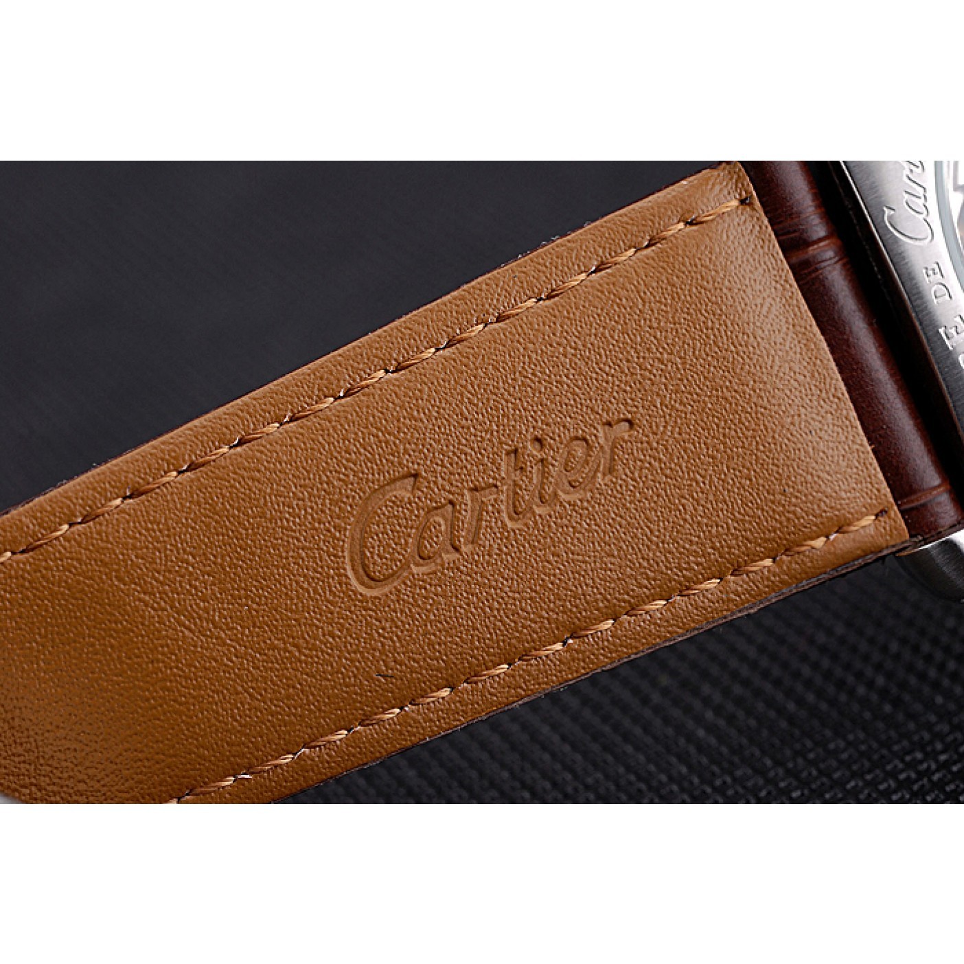 Cheap Cartier Calibre Tourbillon White Dial Stainless Steel Case Brown Leather Strap 622750