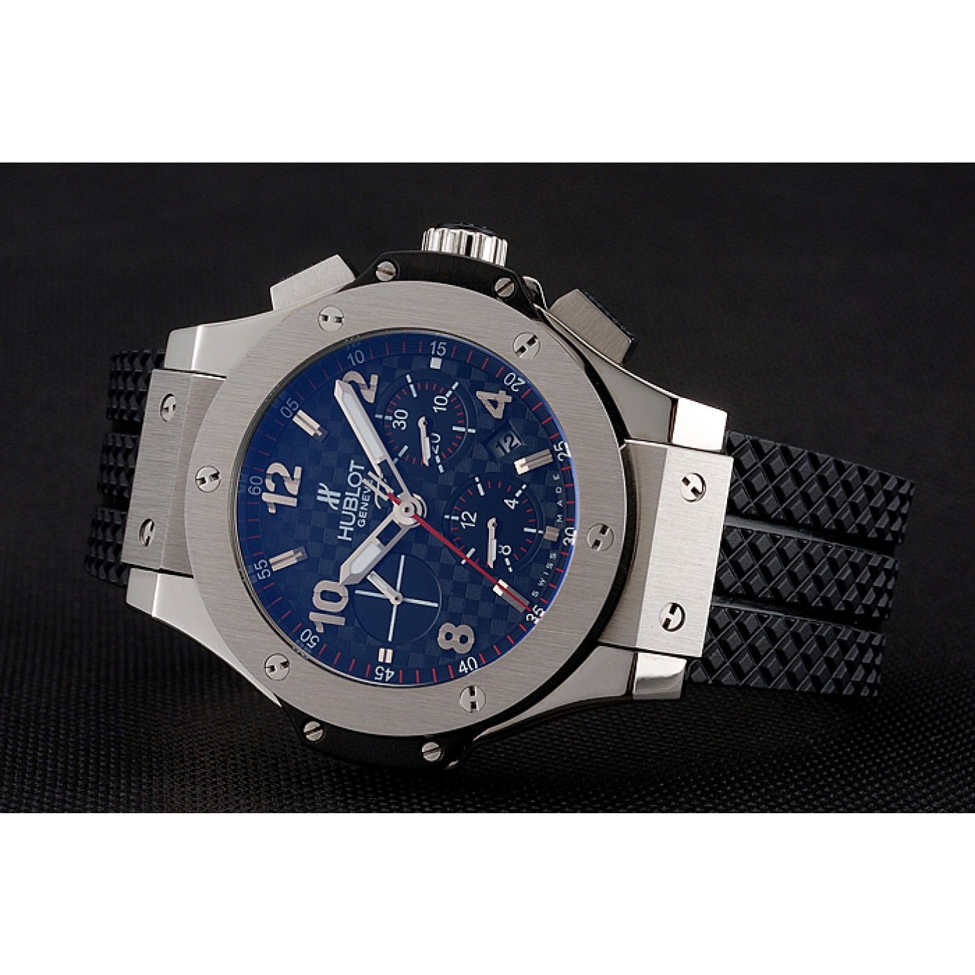 Swiss Hublot Big Bang Carbon Effect Dial Silver Case Black Rubber Bracelet 1453899